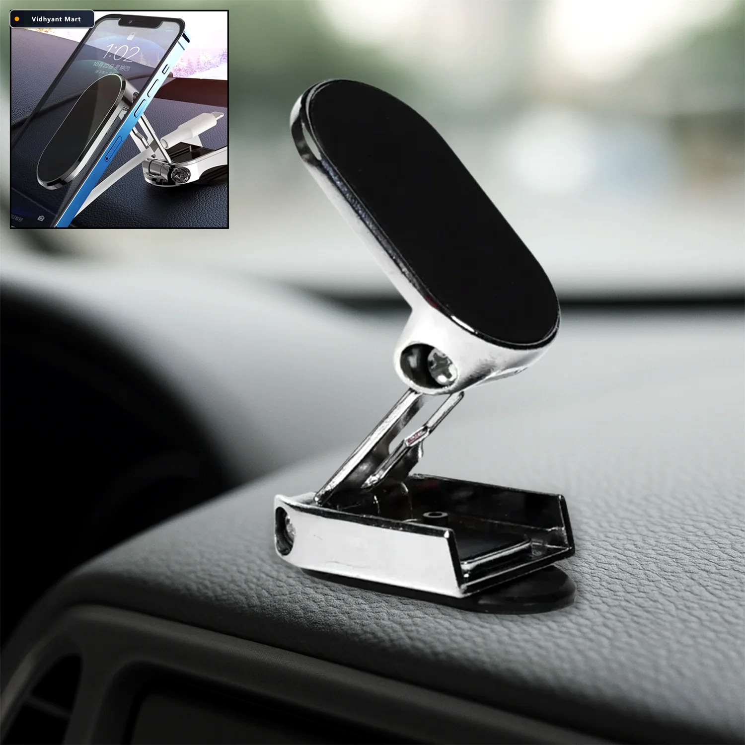 Vidhyant Mart Magnetic Car Phone Holder 360 Rotating Metal Mount 1