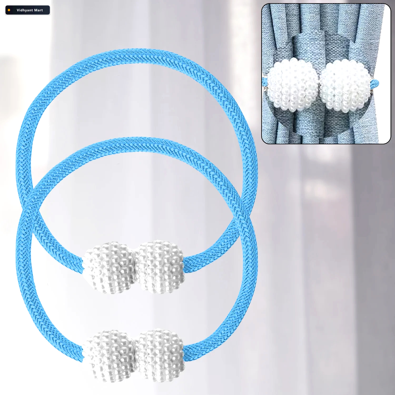 Vidhyant Mart Magnetic Curtain Tiebacks Elegant No Drill Pearl H 1