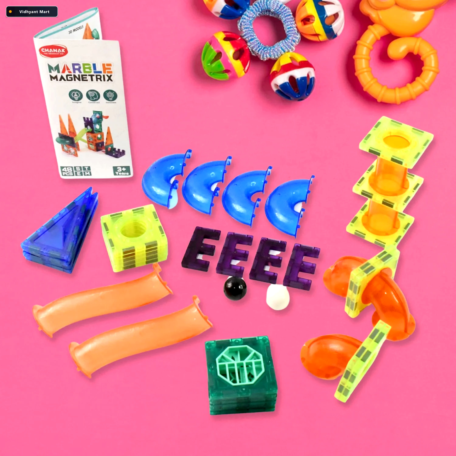Vidhyant Mart Magnetic Marble Run 48 Piece Stem Building Set For 2