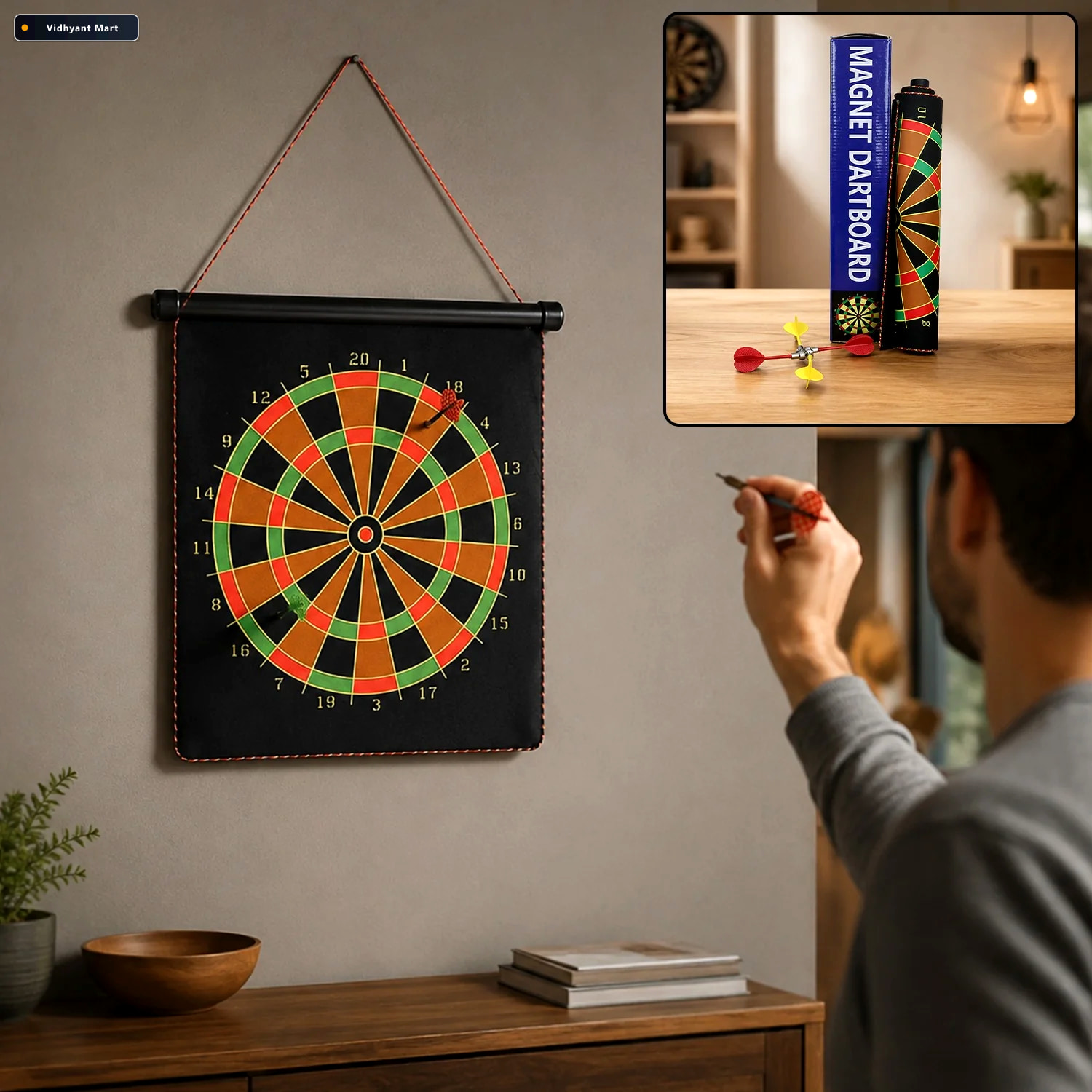 Vidhyant Mart Magnetic Roll Up Dartboard Safe Portable 12 Inch S 1