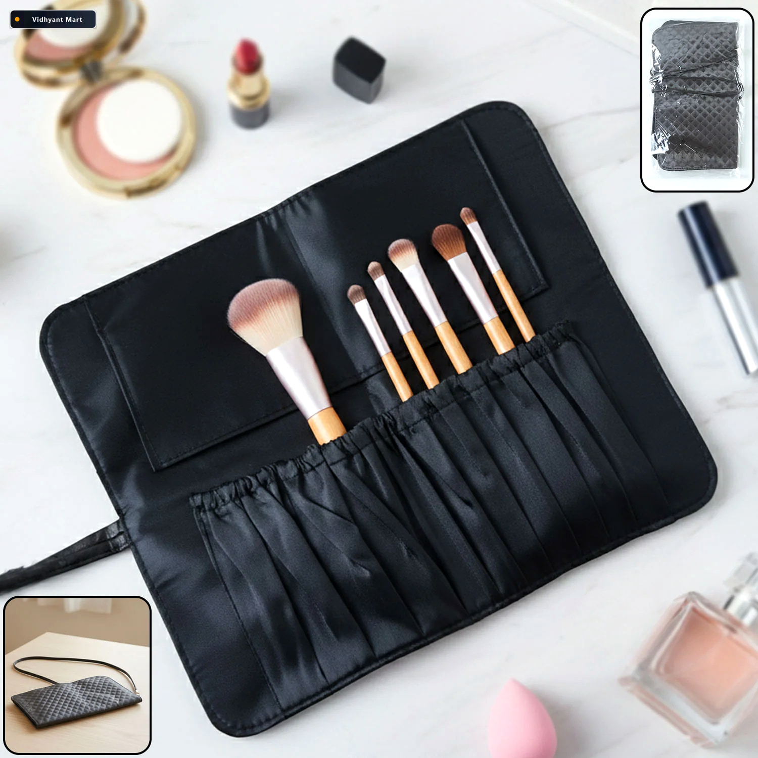 Vidhyant Mart Makeup Brush Organizer Bag Foldable Travel Friendl 1