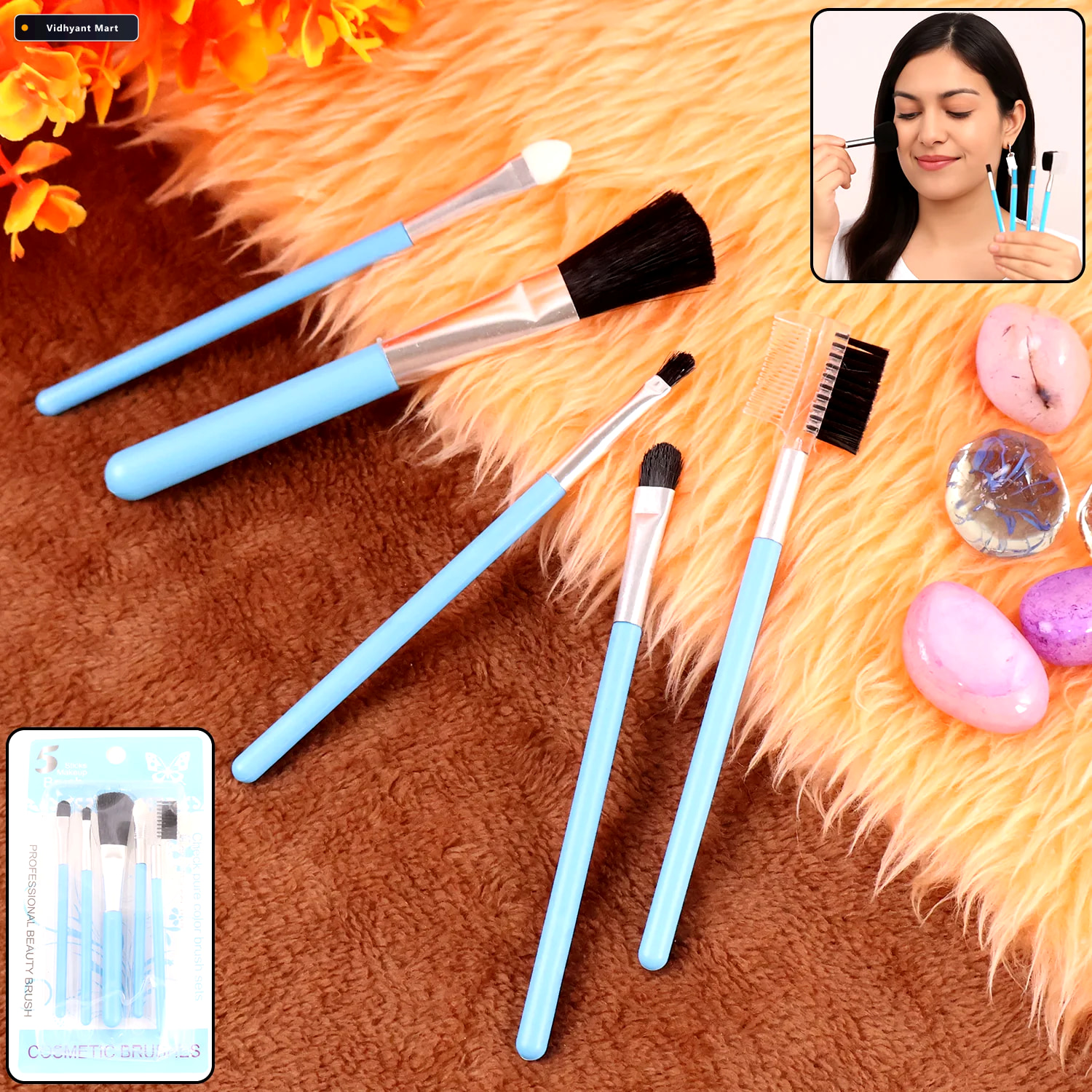 Vidhyant Mart Makeup Brushes Kit 5 Piece Soft Synthetic Set Beau 2