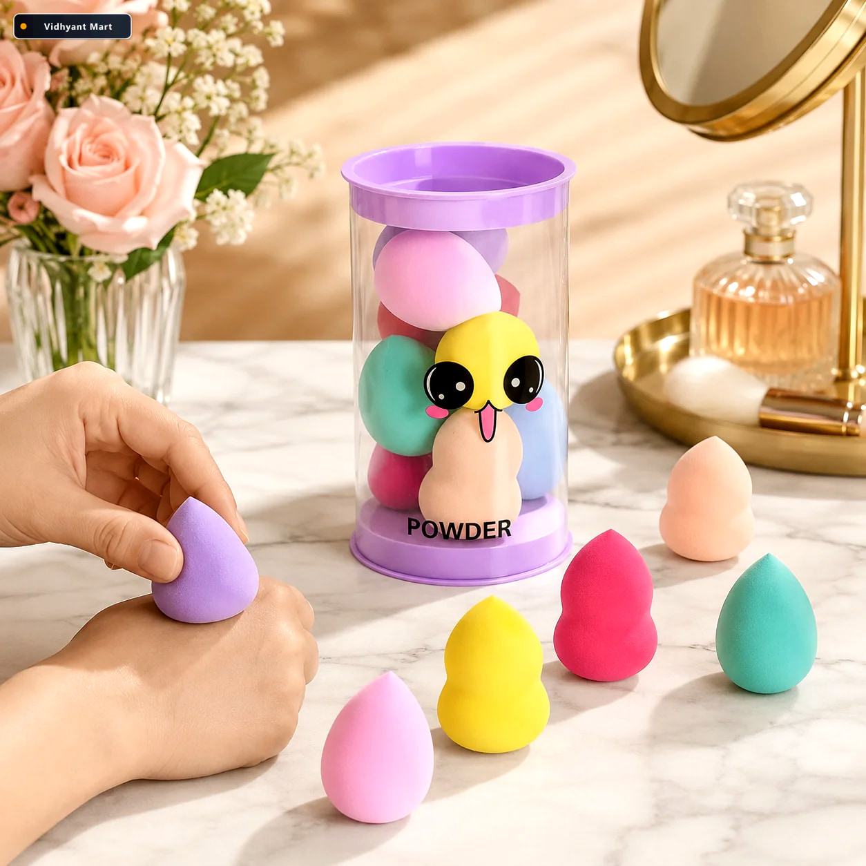 Vidhyant Mart Makeup Powder Puff Set Washable Soft Sponges In 8 1