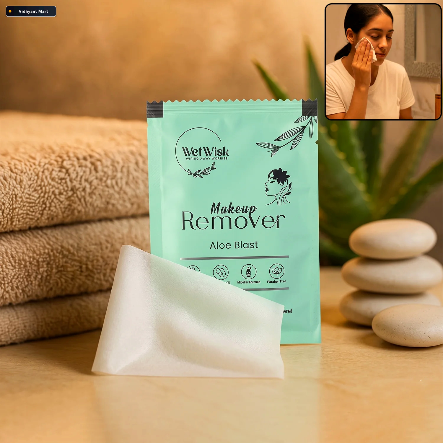 Vidhyant Mart Makeup Remover Wet Wipes Gentle Travel Friendly Fa 1