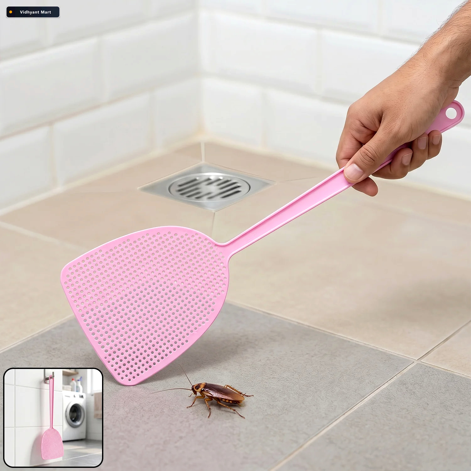 Vidhyant Mart Manual Fly Swatter Long Handle For Easy Pest Contr 1