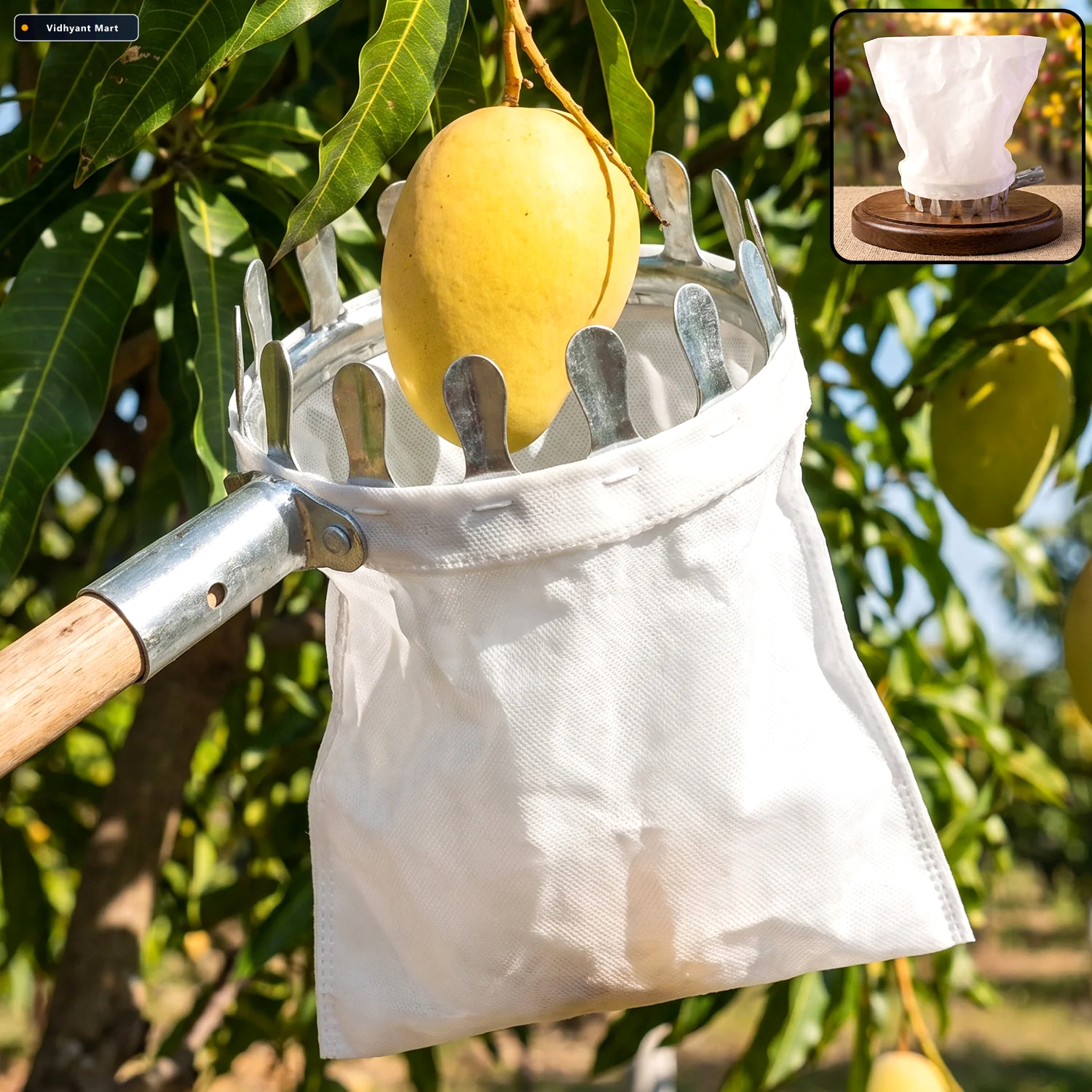 Vidhyant Mart Manual Fruit Picker Tool With Cotton Bag For Mango 2