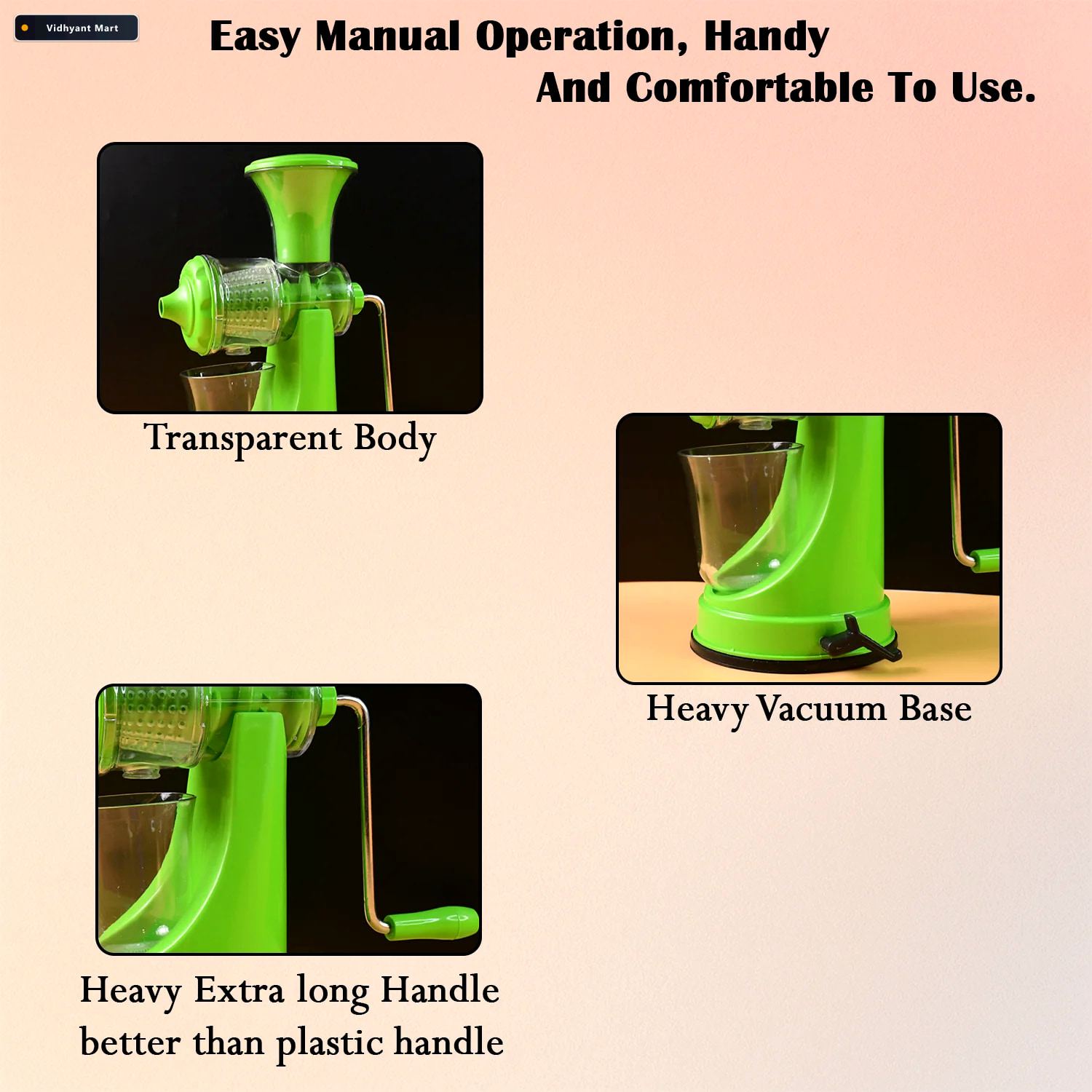 Vidhyant Mart Manual Hand Press Juicer Durable Cold Press Juice 2