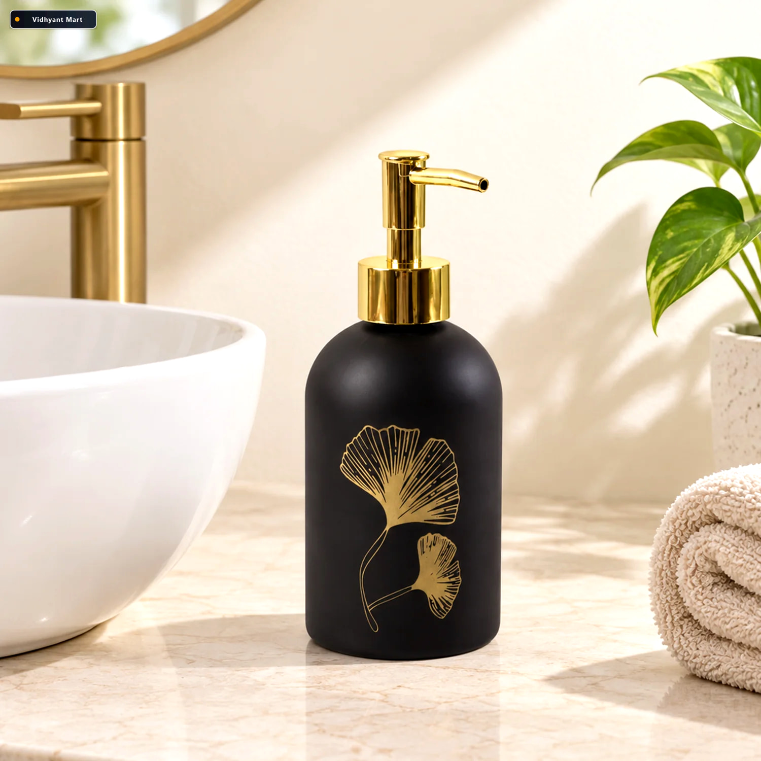 Vidhyant Mart Manual Liquid Soap Dispenser With Leaf Design And 2