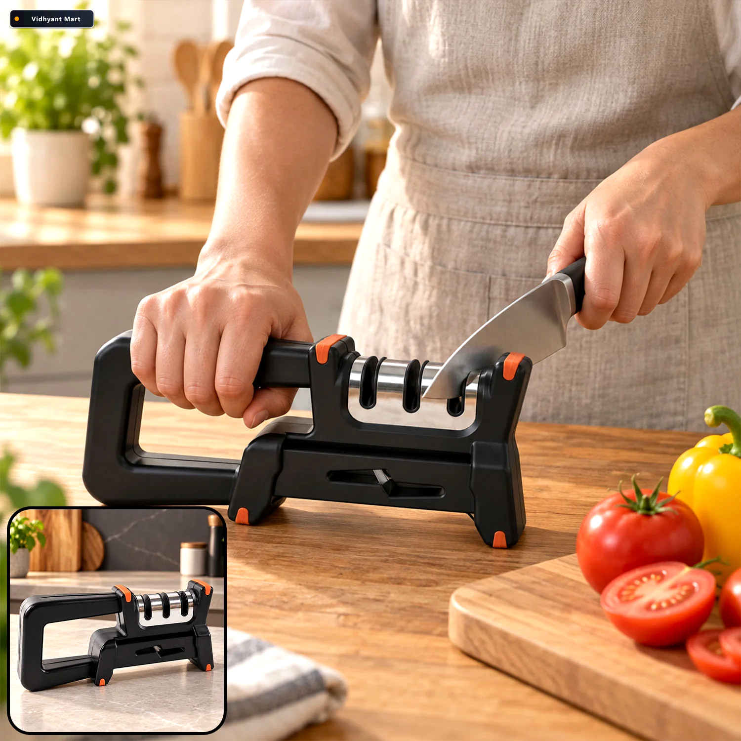 Vidhyant Mart Manual Metal Knife Sharpener With 3 Stage System A 1