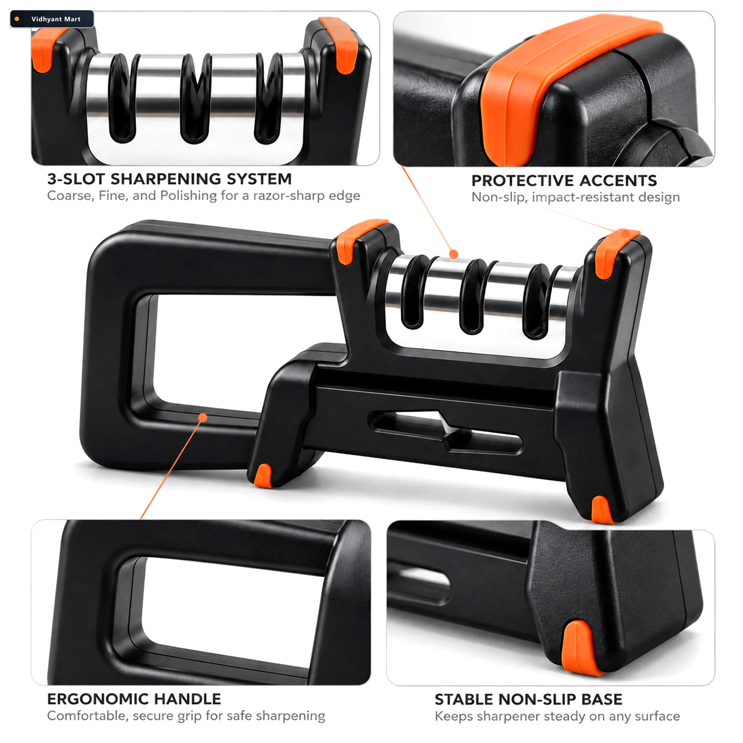Vidhyant Mart Manual Metal Knife Sharpener With 3 Stage System A 3