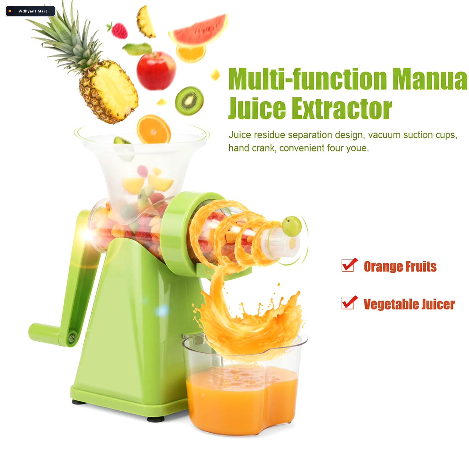 Vidhyant Mart Manual Plastic Juicer Easy Compact Durable For Fre 2