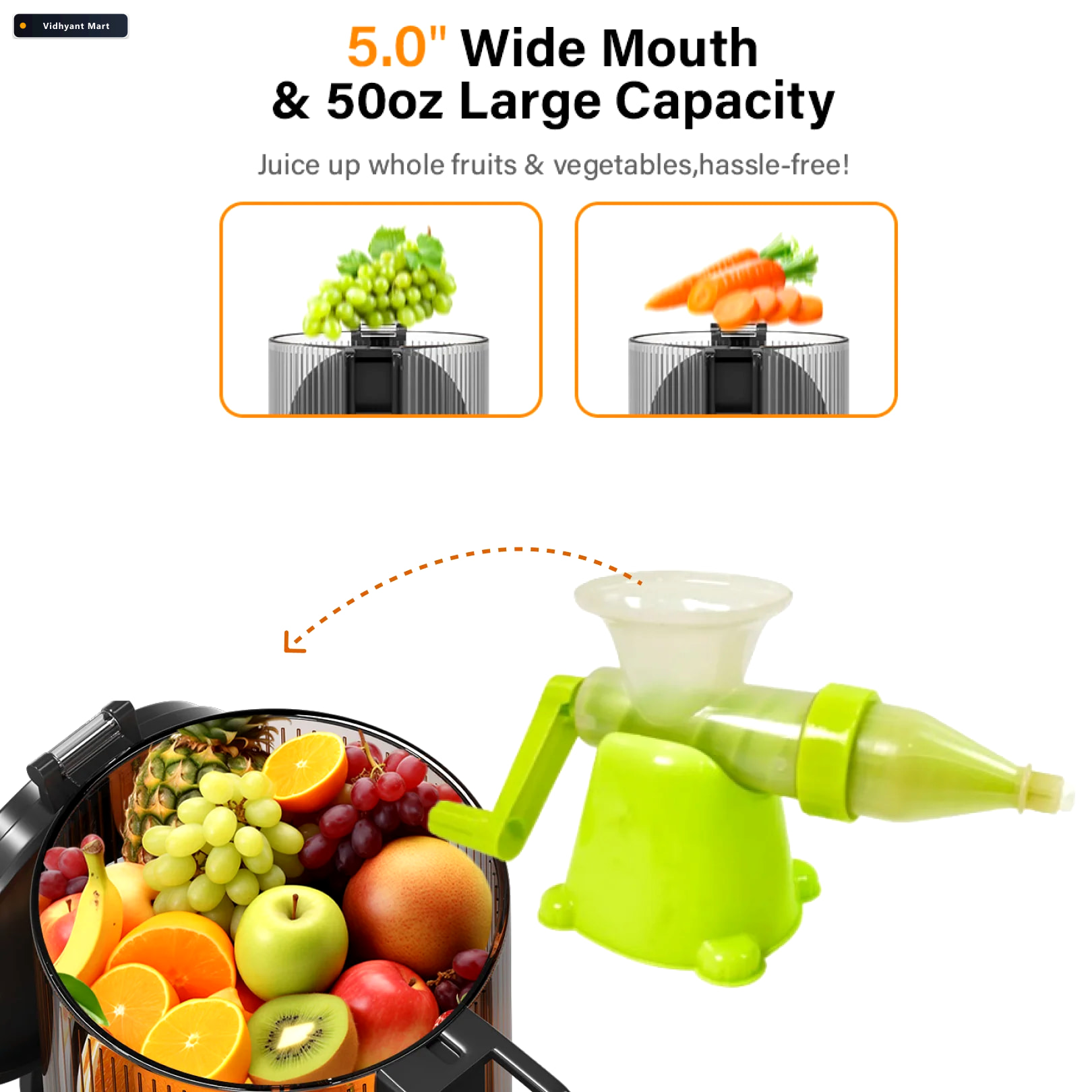 Vidhyant Mart Manual Plastic Juicer Easy Compact Durable For Fre 3