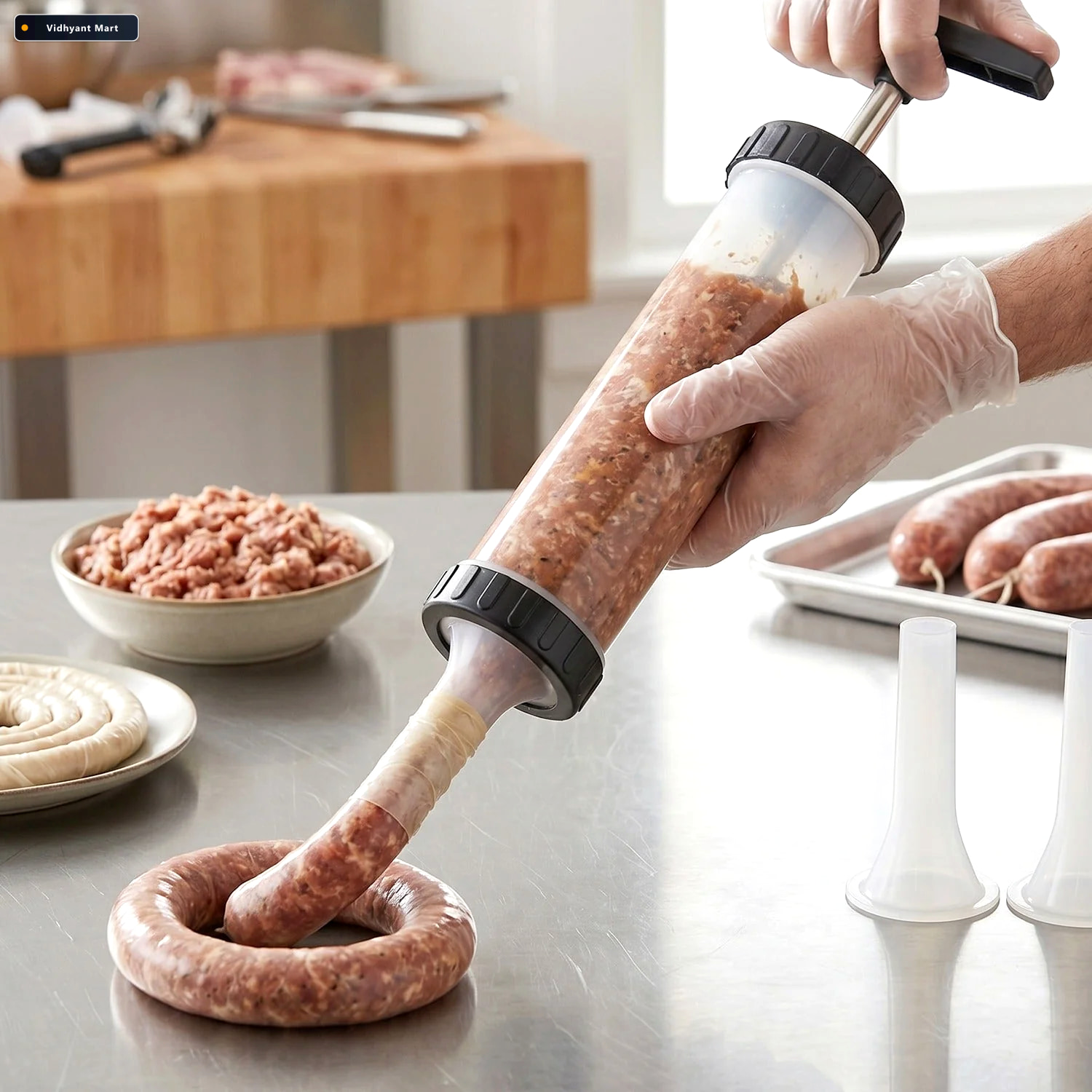 Vidhyant Mart Manual Sausage Stuffer Easy Homemade Meat Filling 3