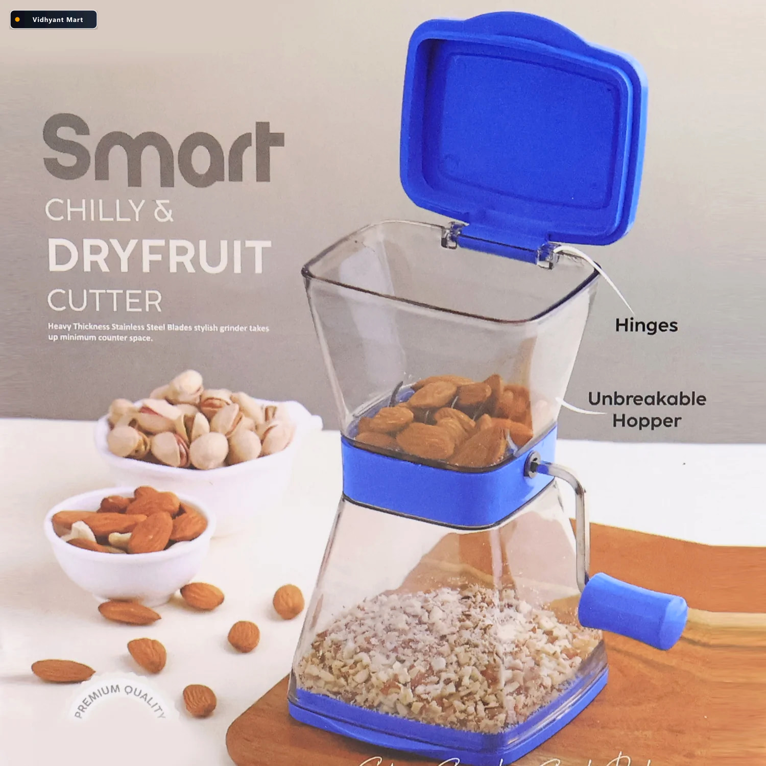 Vidhyant Mart Manual Vegetable Cutter Sharp Blades Locking Lid 2