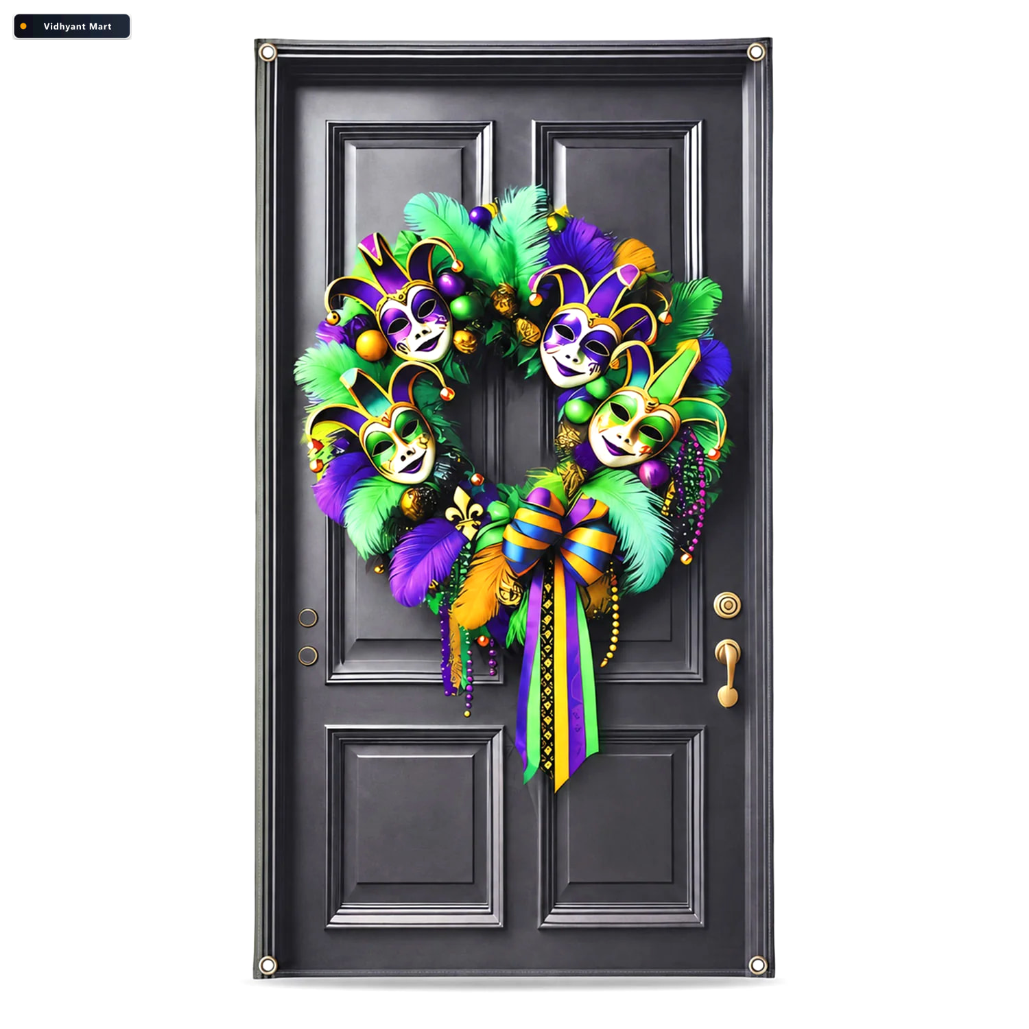 Vidhyant Mart Masquerade Wreath Door Print Backdrop Curtain For 4