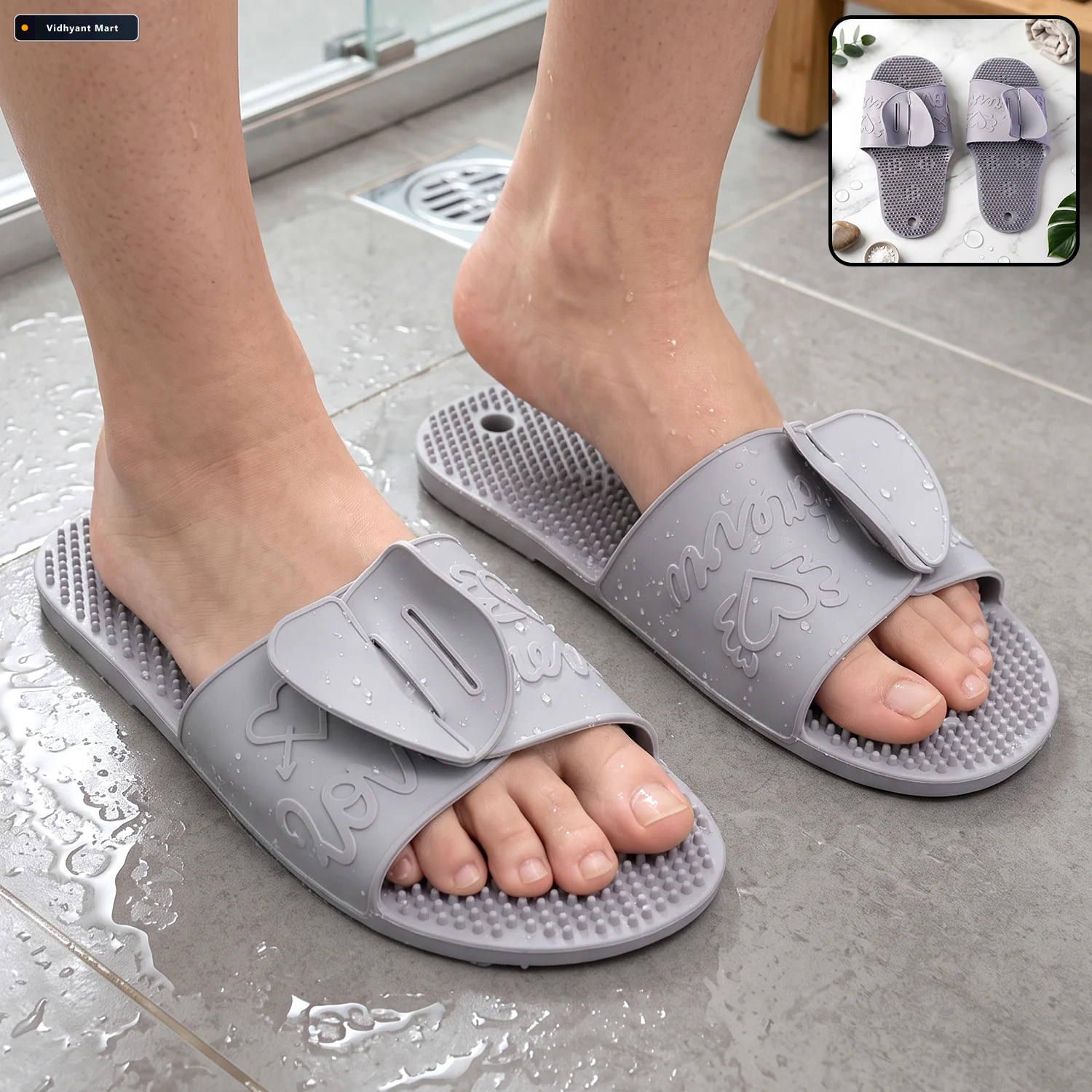 Vidhyant Mart Massage Bath Slippers With Foot Scrubbing Bristles 1