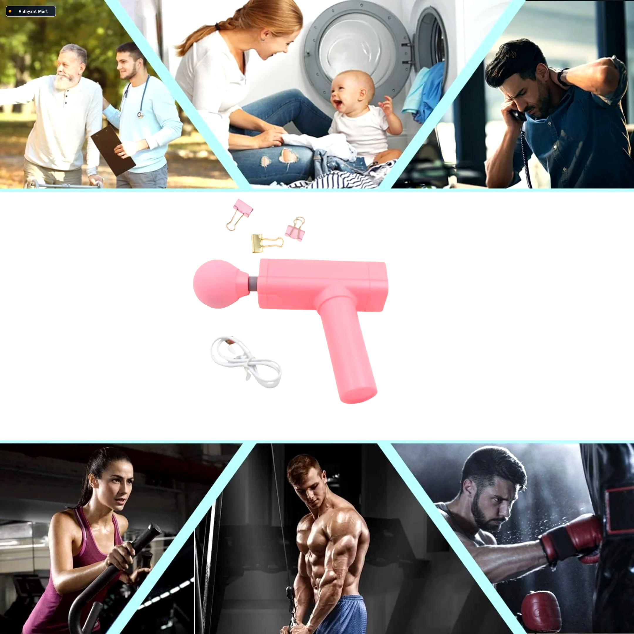 Vidhyant Mart Massage Gun Deep Muscle Relief Recovery Velvet Wel 3