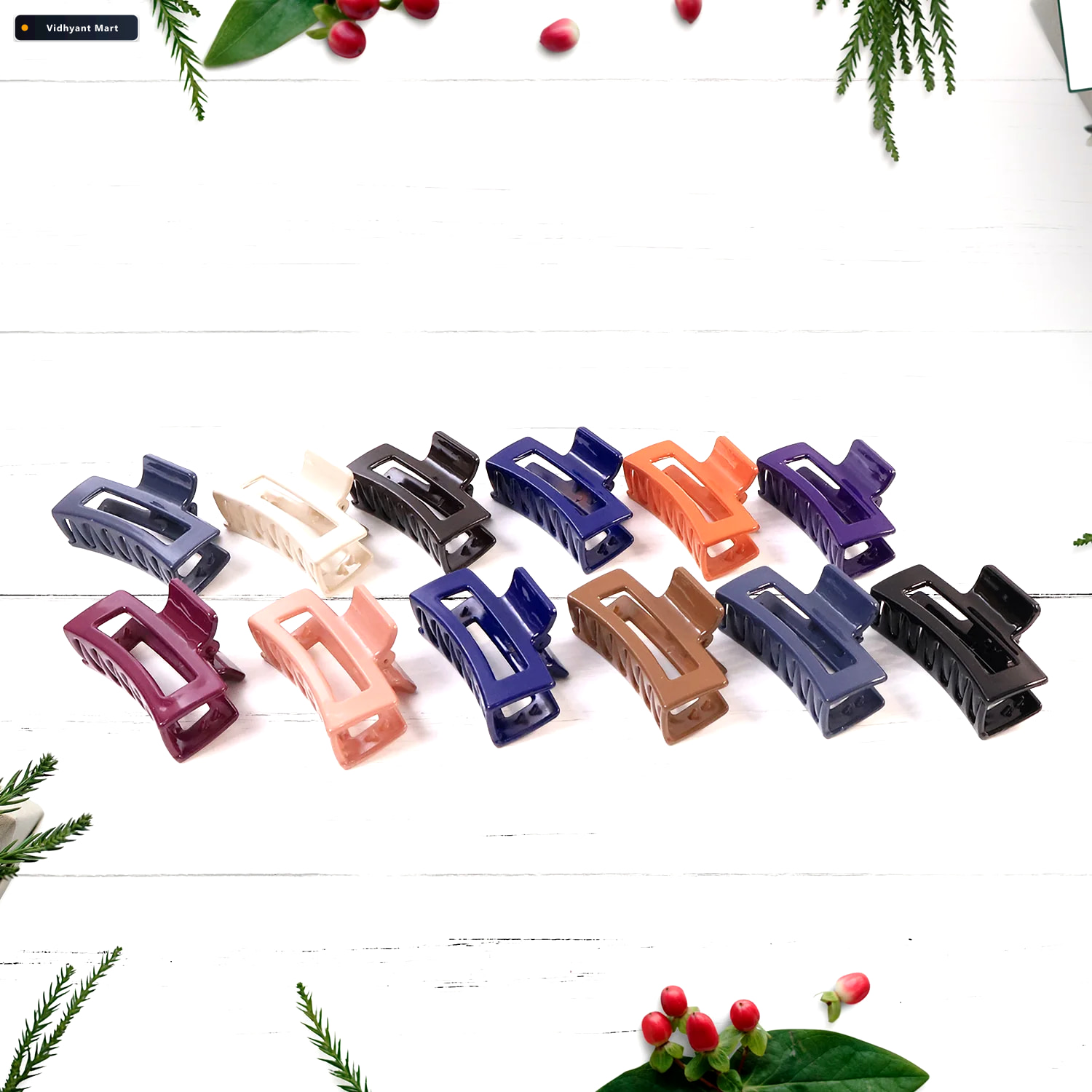 Vidhyant Mart Matte Rectangle Hair Claw Clip Strong Hold Assorte 4