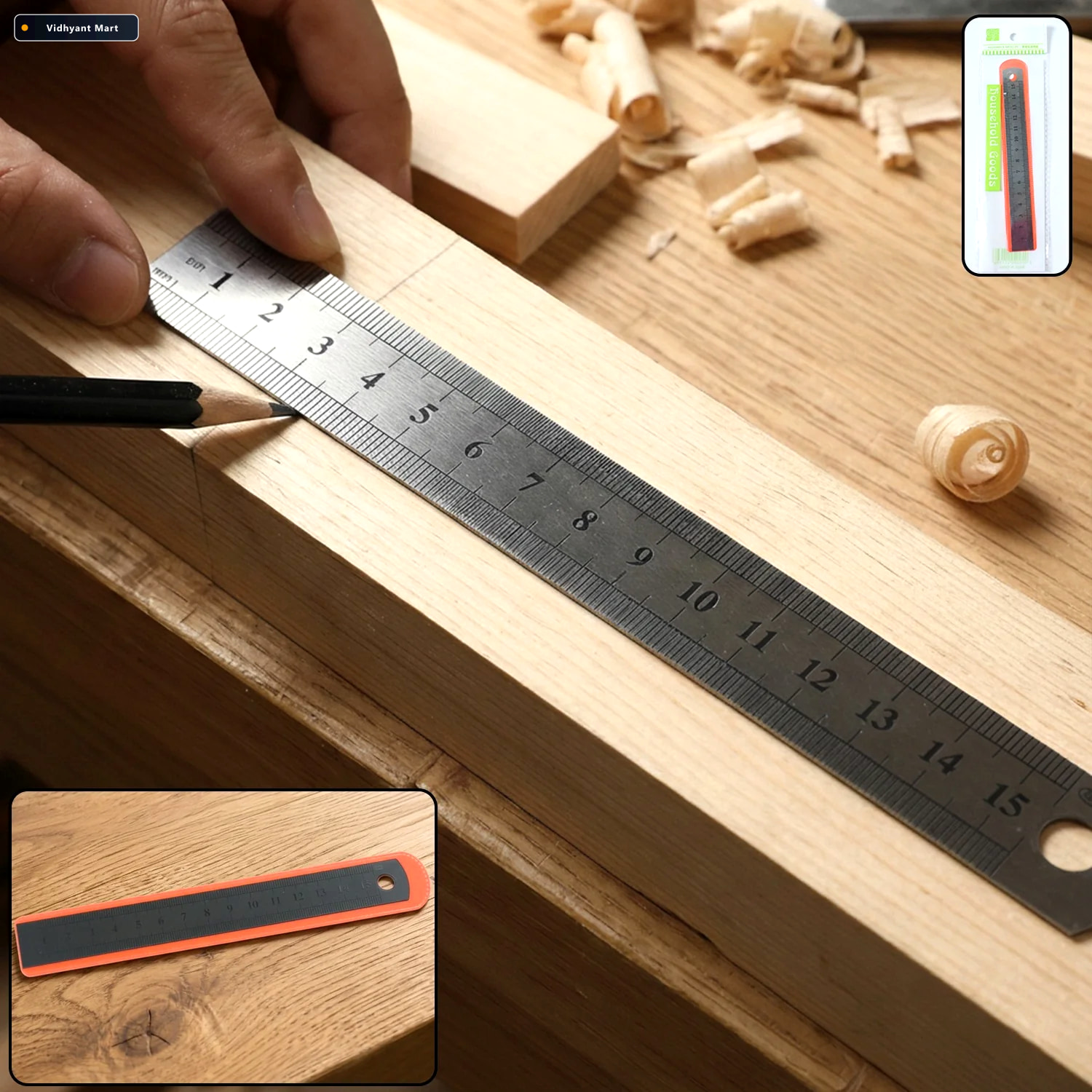 Vidhyant Mart Measuring Ruler Precision Steel 15 Cm With Clear M 1