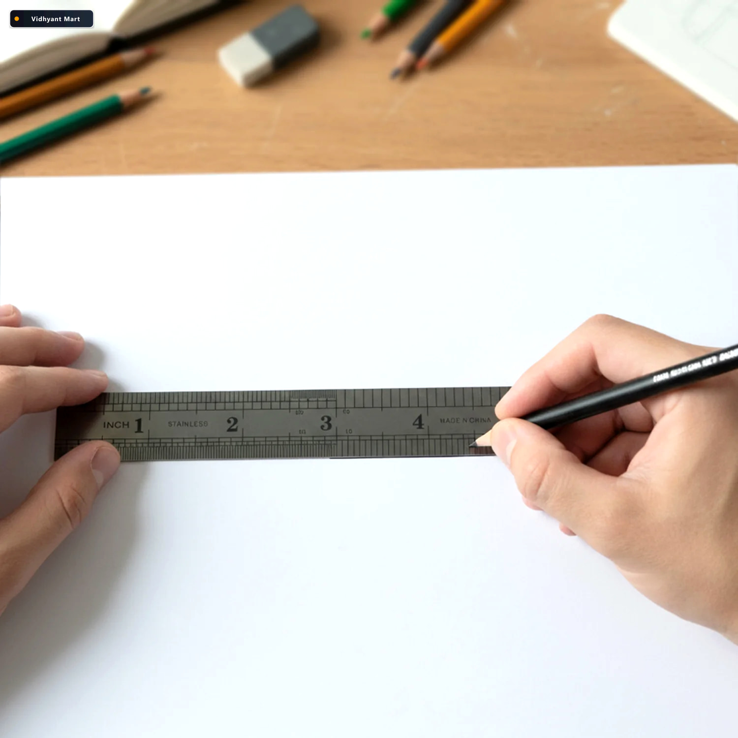 Vidhyant Mart Measuring Ruler Precision Steel 15 Cm With Clear M 3