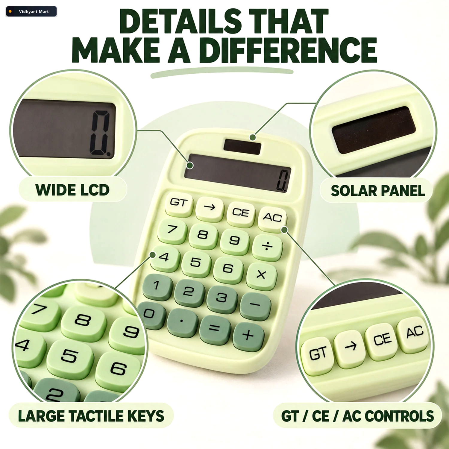 Vidhyant Mart Mechanical Switch Desktop Calculator With Large Ke 2