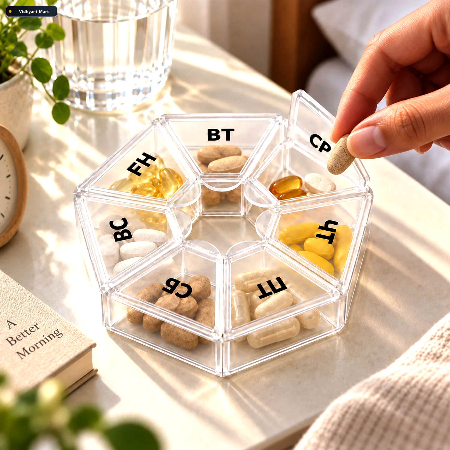 Vidhyant Mart Medicine Pill Box With Clear Flip Lids For Weekly 1