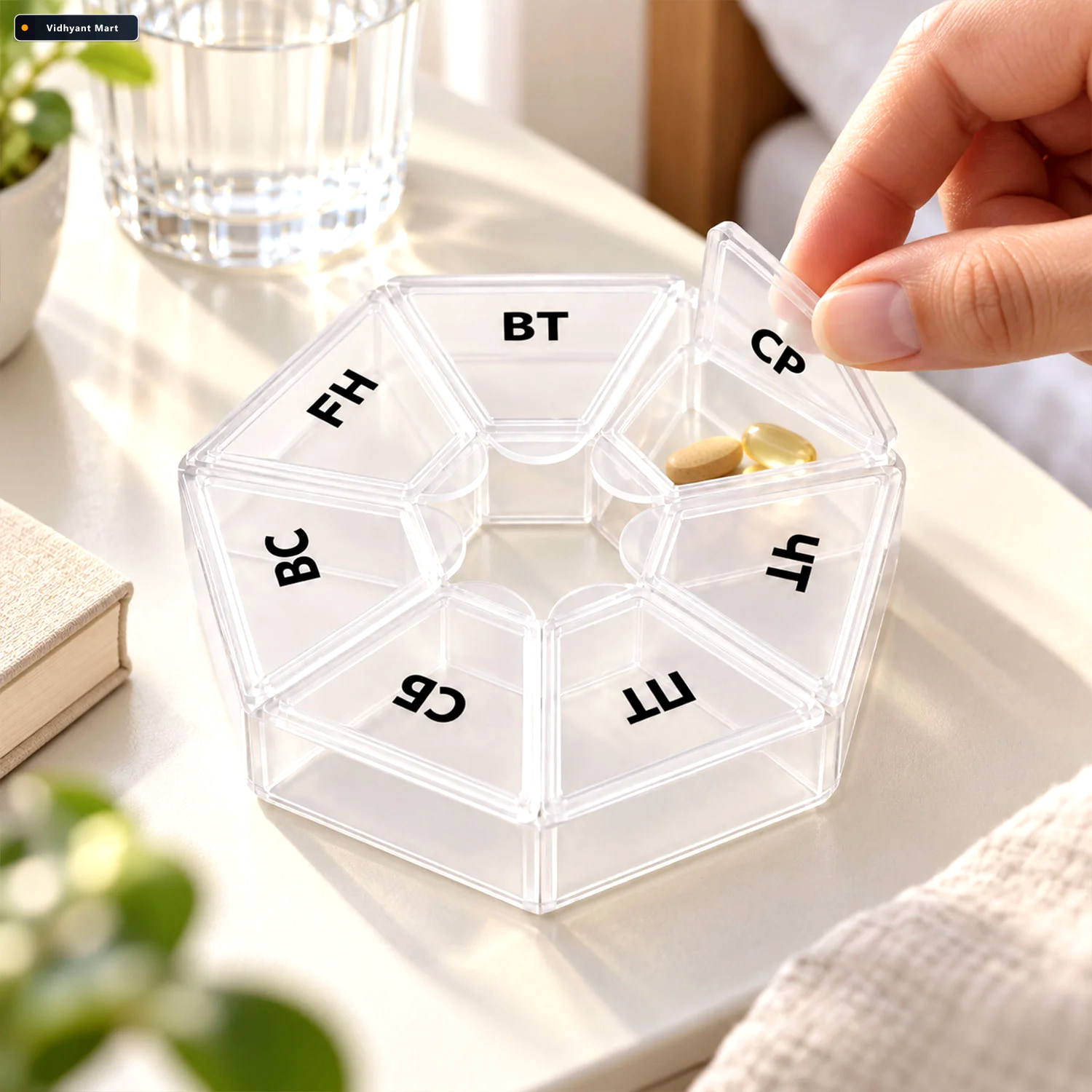 Vidhyant Mart Medicine Pill Box With Clear Flip Lids For Weekly 2