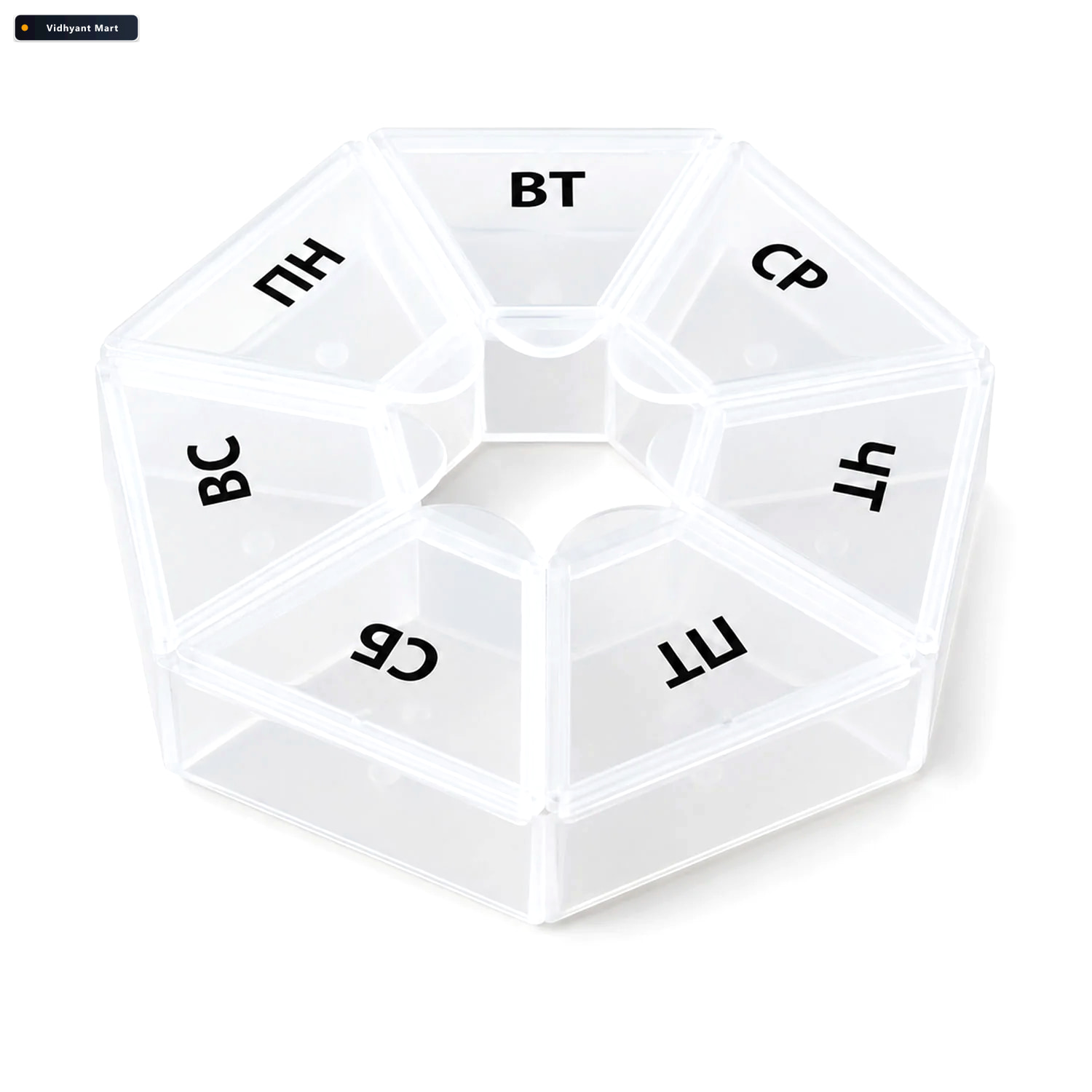 Vidhyant Mart Medicine Pill Box With Clear Flip Lids For Weekly 4
