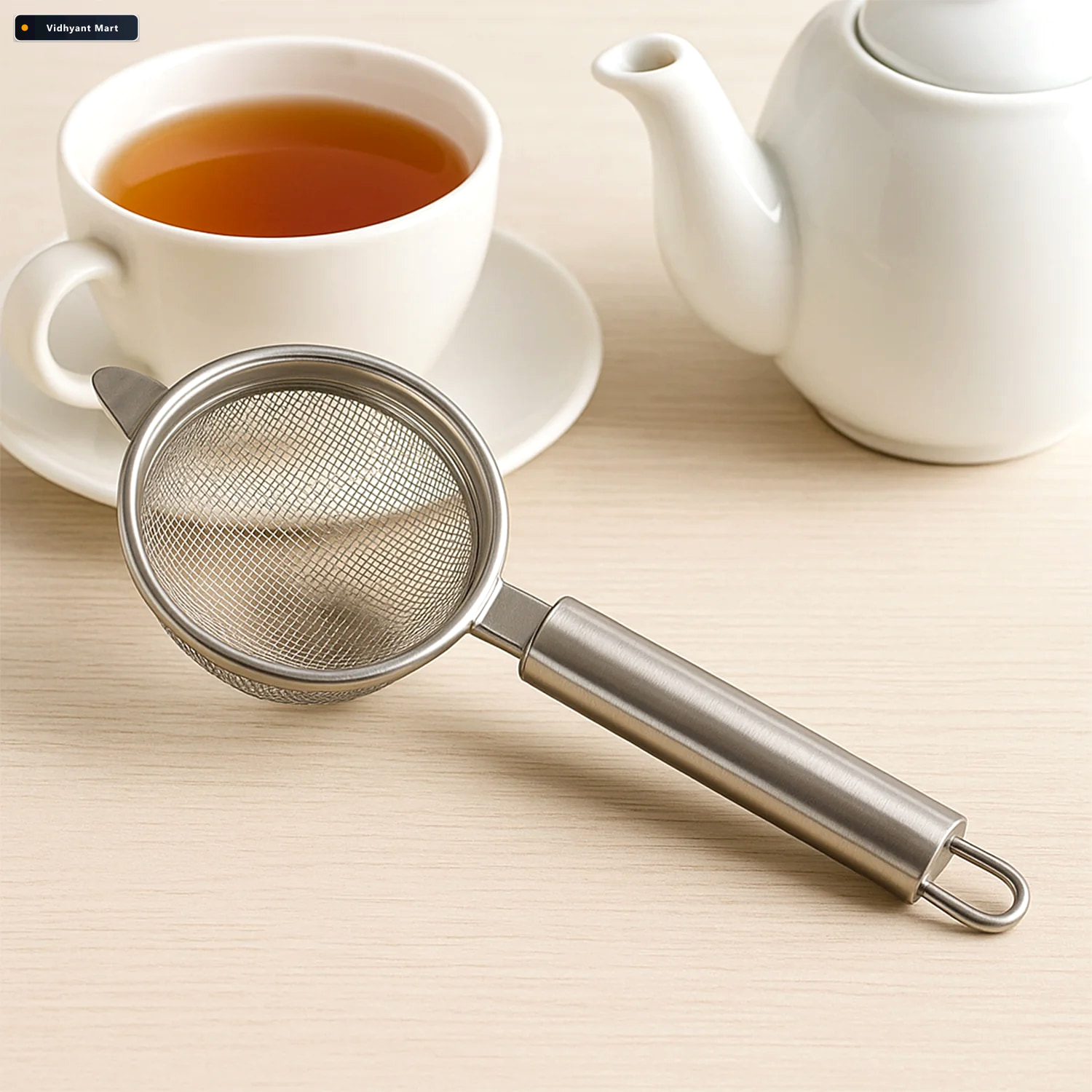 Vidhyant Mart Medium Euro Mesh Strainer Double Mesh Stainless St 2