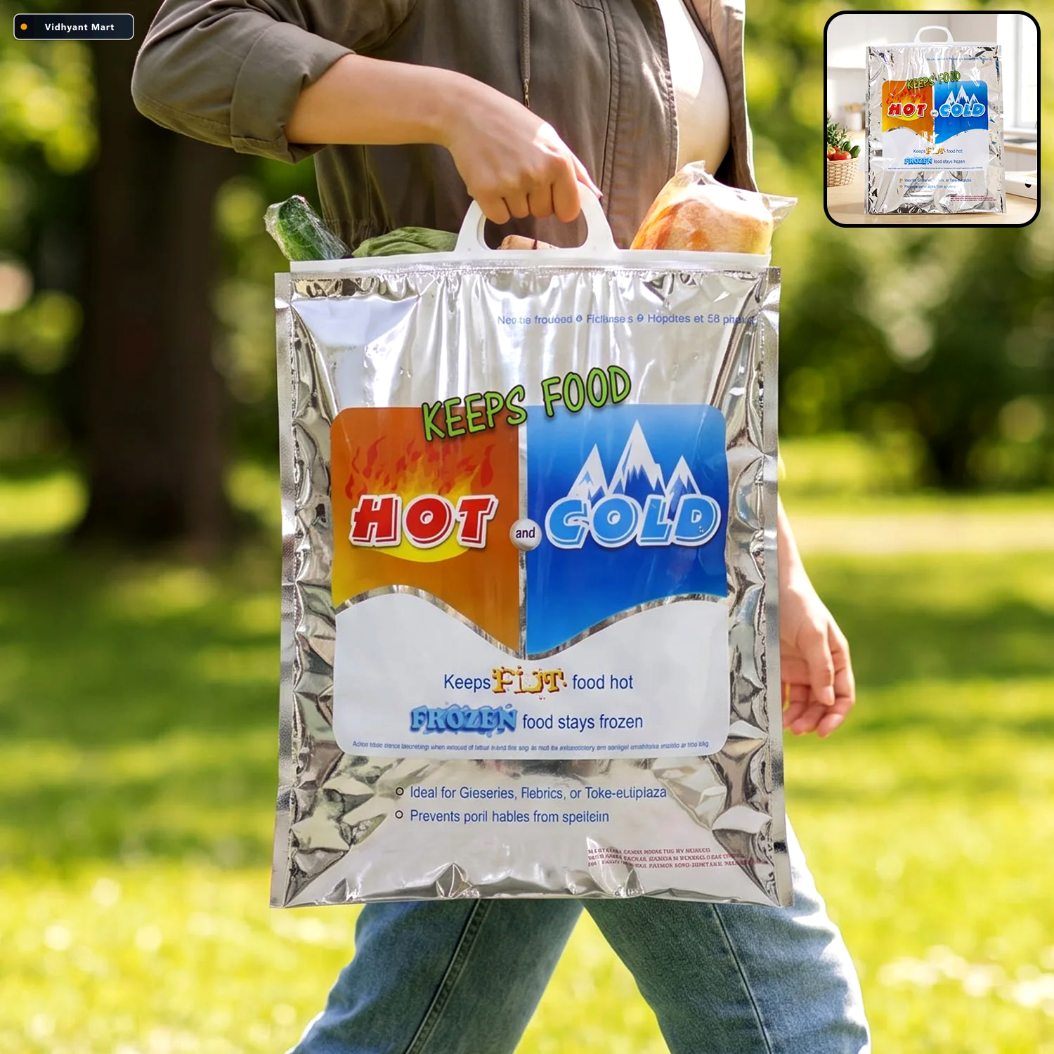 Vidhyant Mart Medium Hot Cold Insulated Food Storage Bag For Gro 1