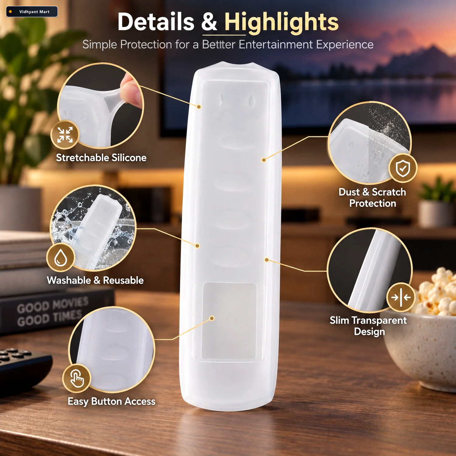 Vidhyant Mart Medium Silicone Remote Control Cover For Grip And 2