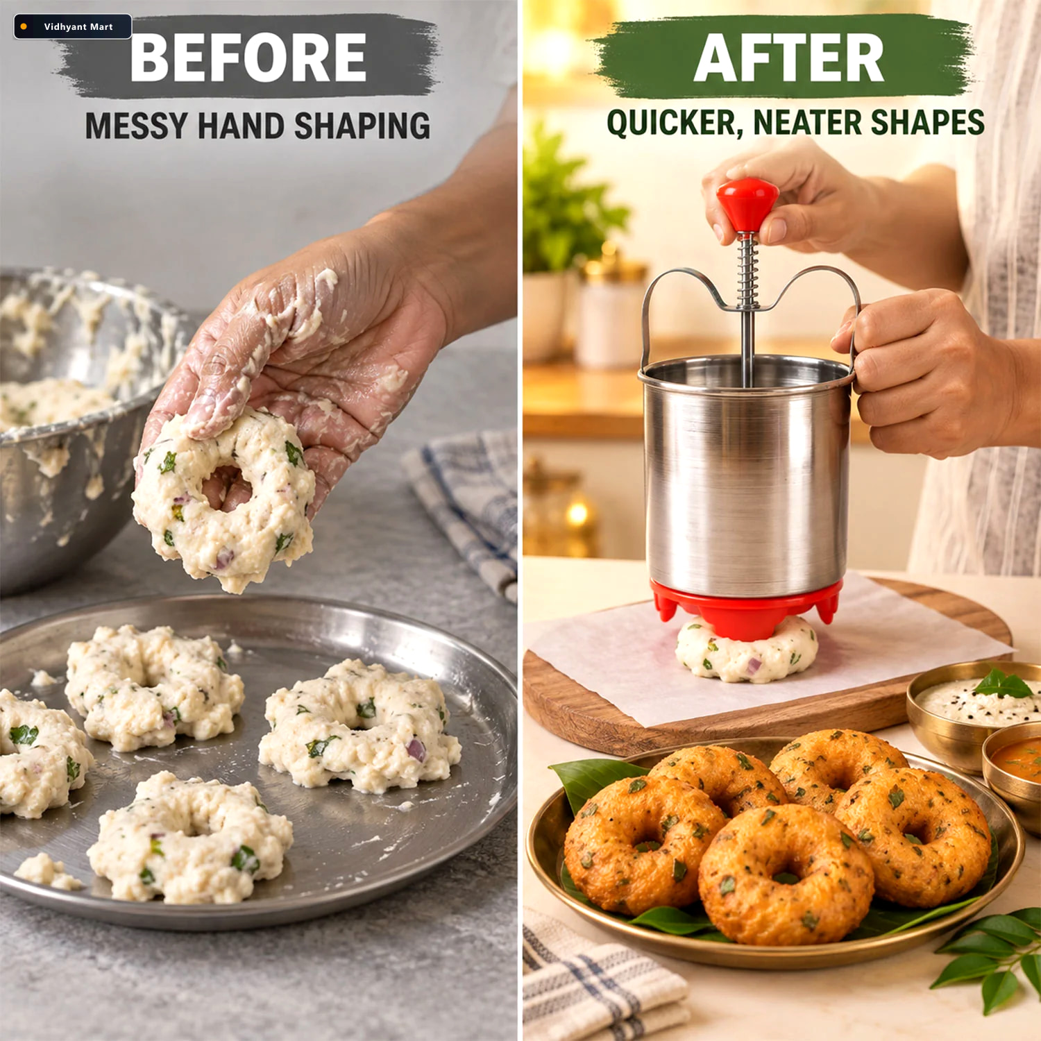 Vidhyant Mart Medu Wada Maker Stainless Steel Donut Dispenser Co 3