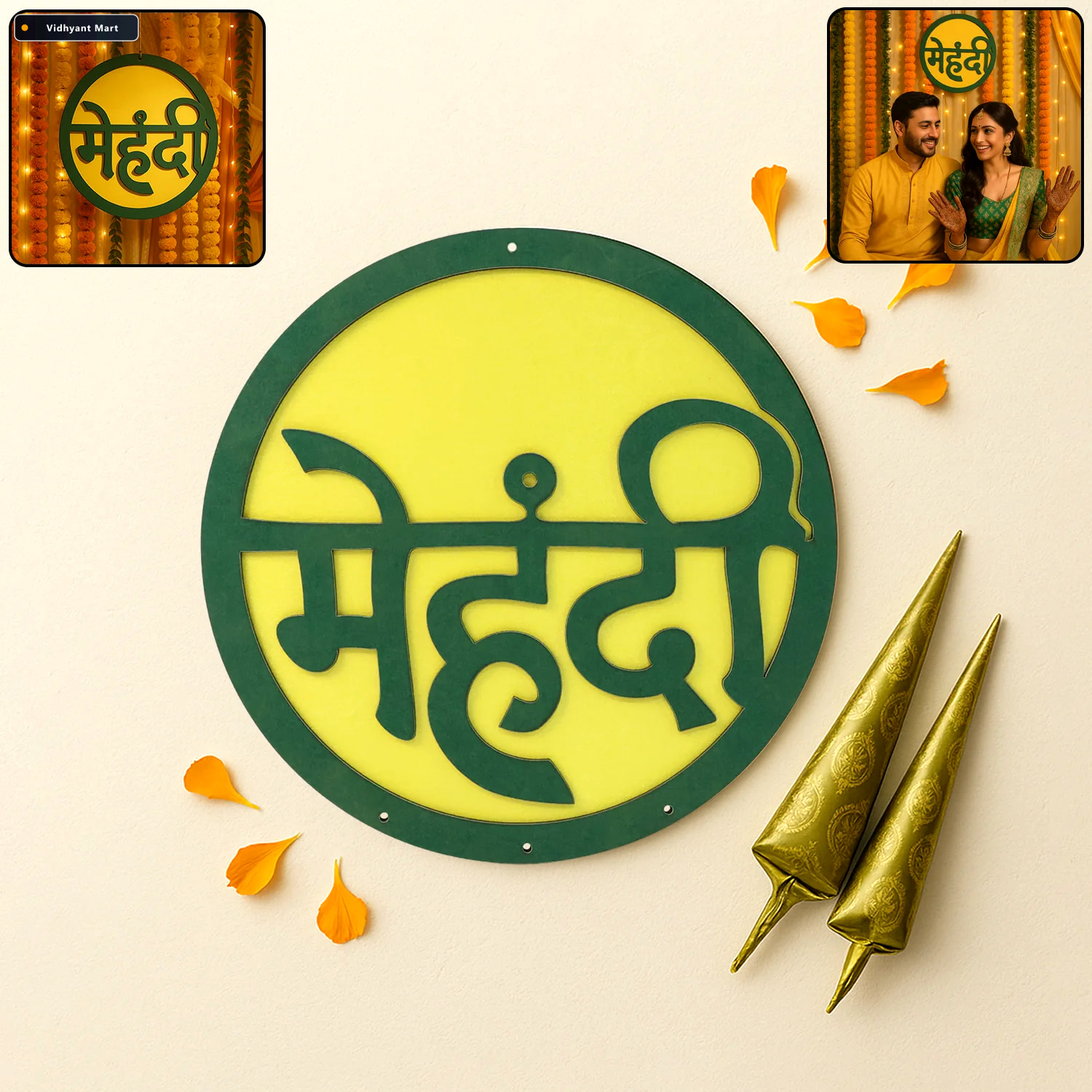 Vidhyant Mart Mehndi Ceremony Wall Hanging Lightweight Round Dec 1