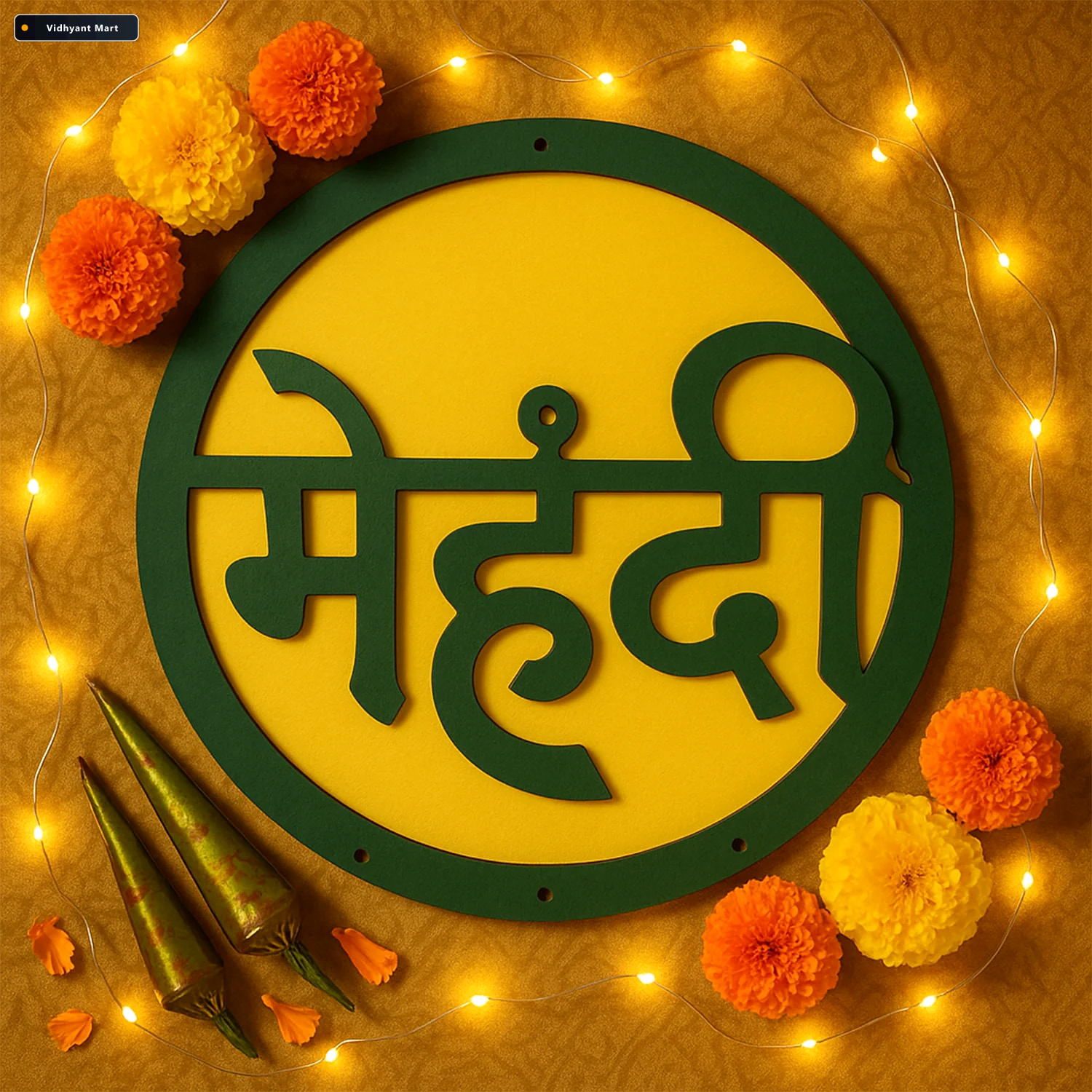 Vidhyant Mart Mehndi Ceremony Wall Hanging Lightweight Round Dec 3