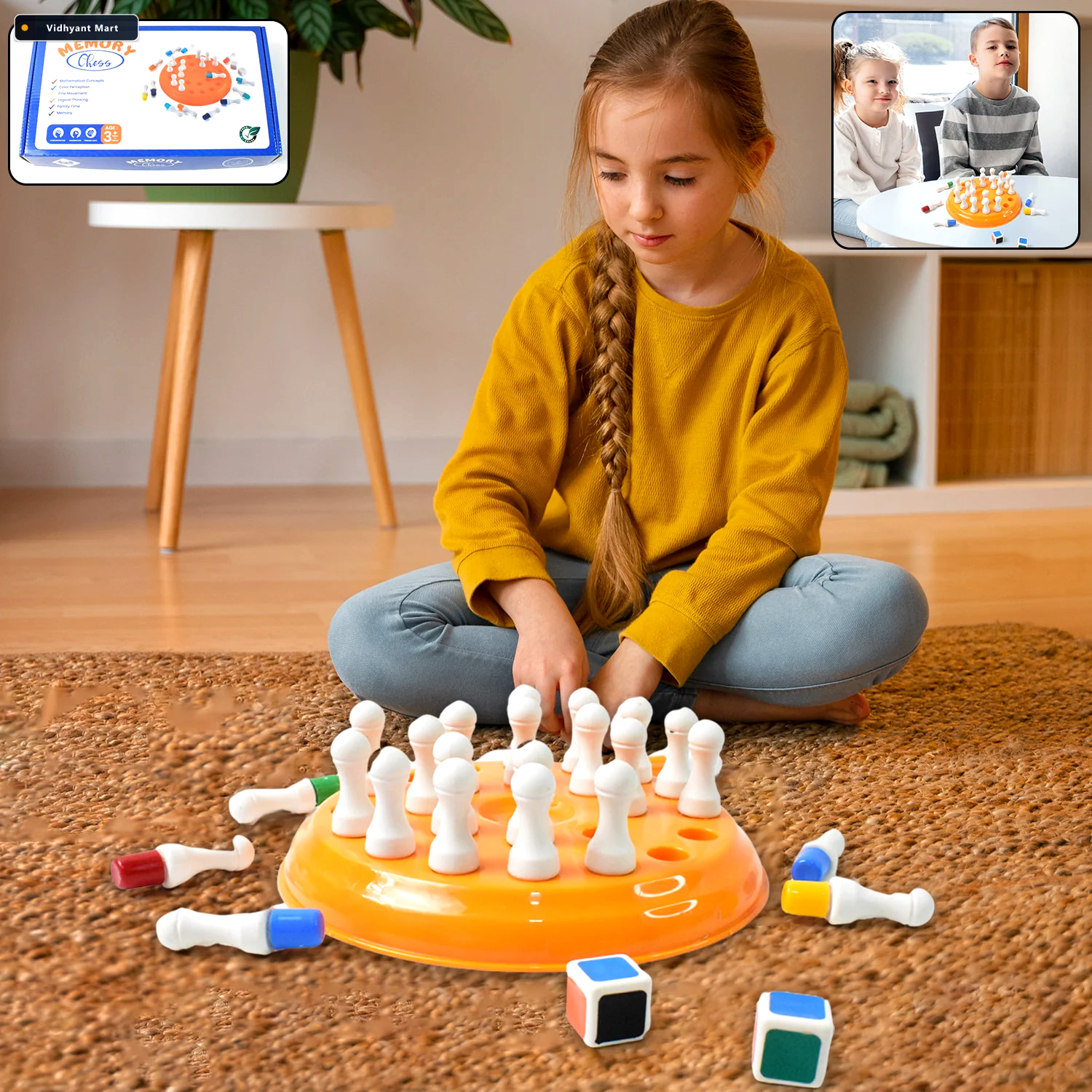 Vidhyant Mart Memory Chess Game Plastic Brain Teaser With 24 Col 1