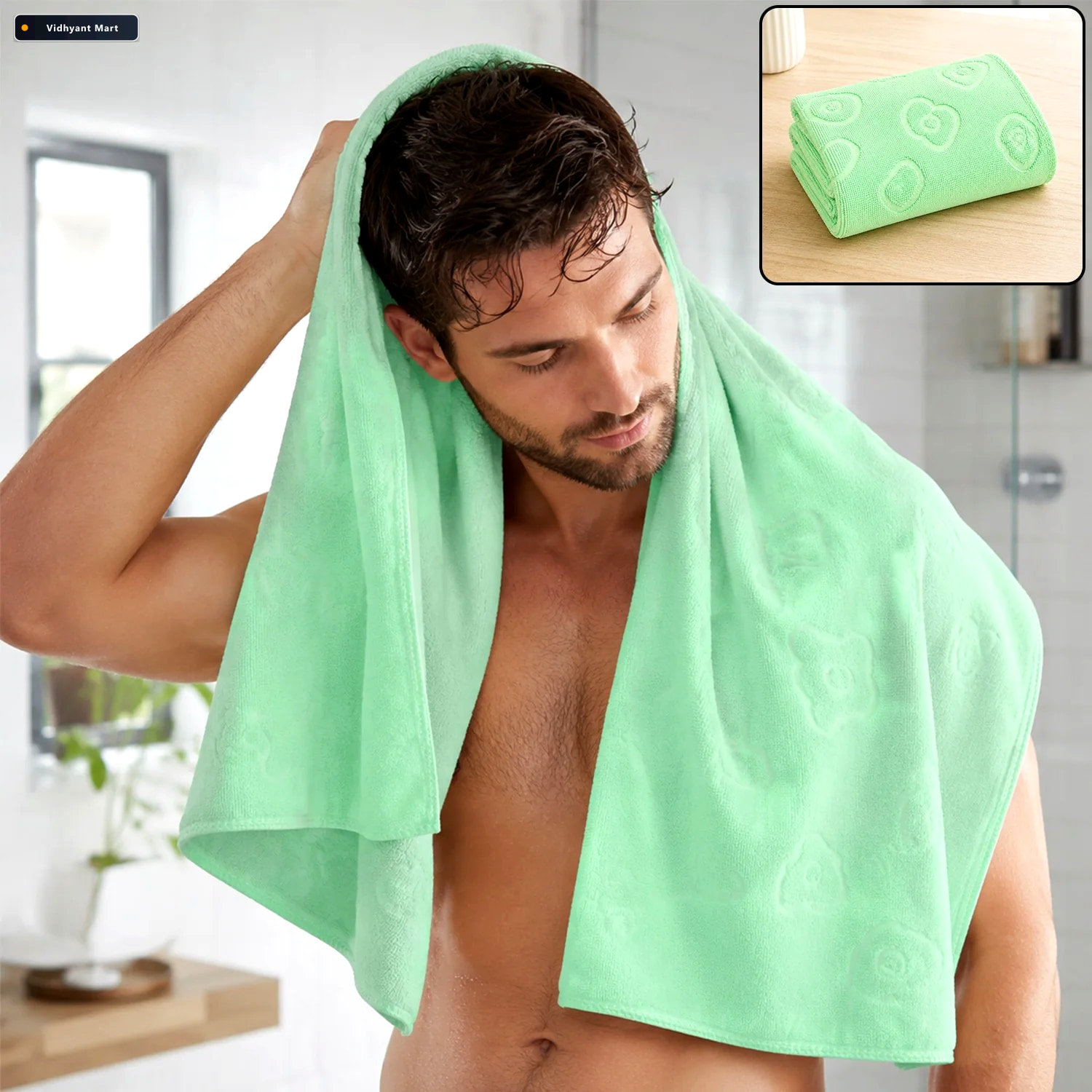 Vidhyant Mart Mens Microfiber Bath Towel Soft Quick Dry Absorben 1