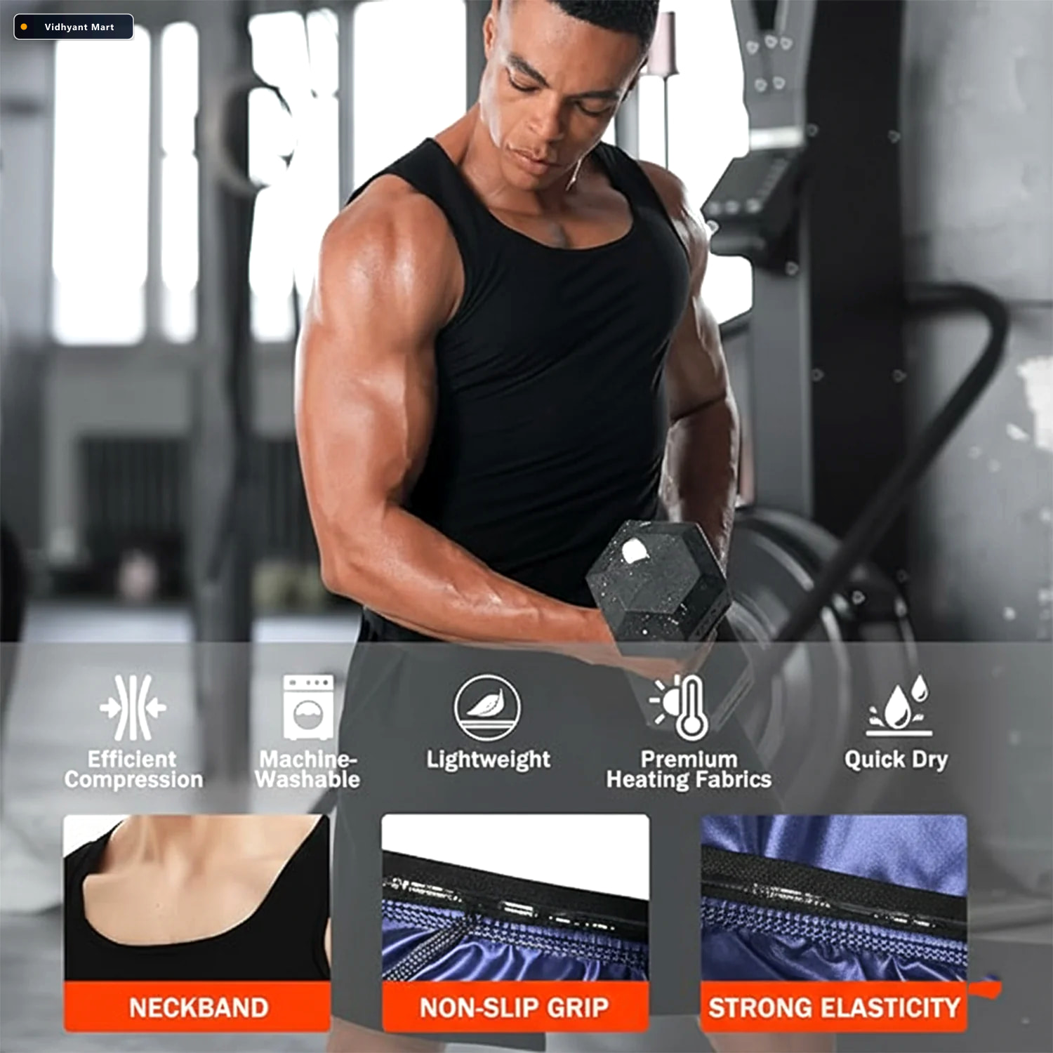 Vidhyant Mart Mens Sweat Shaper Tank Top Slim Fit Neoprene Vest 2