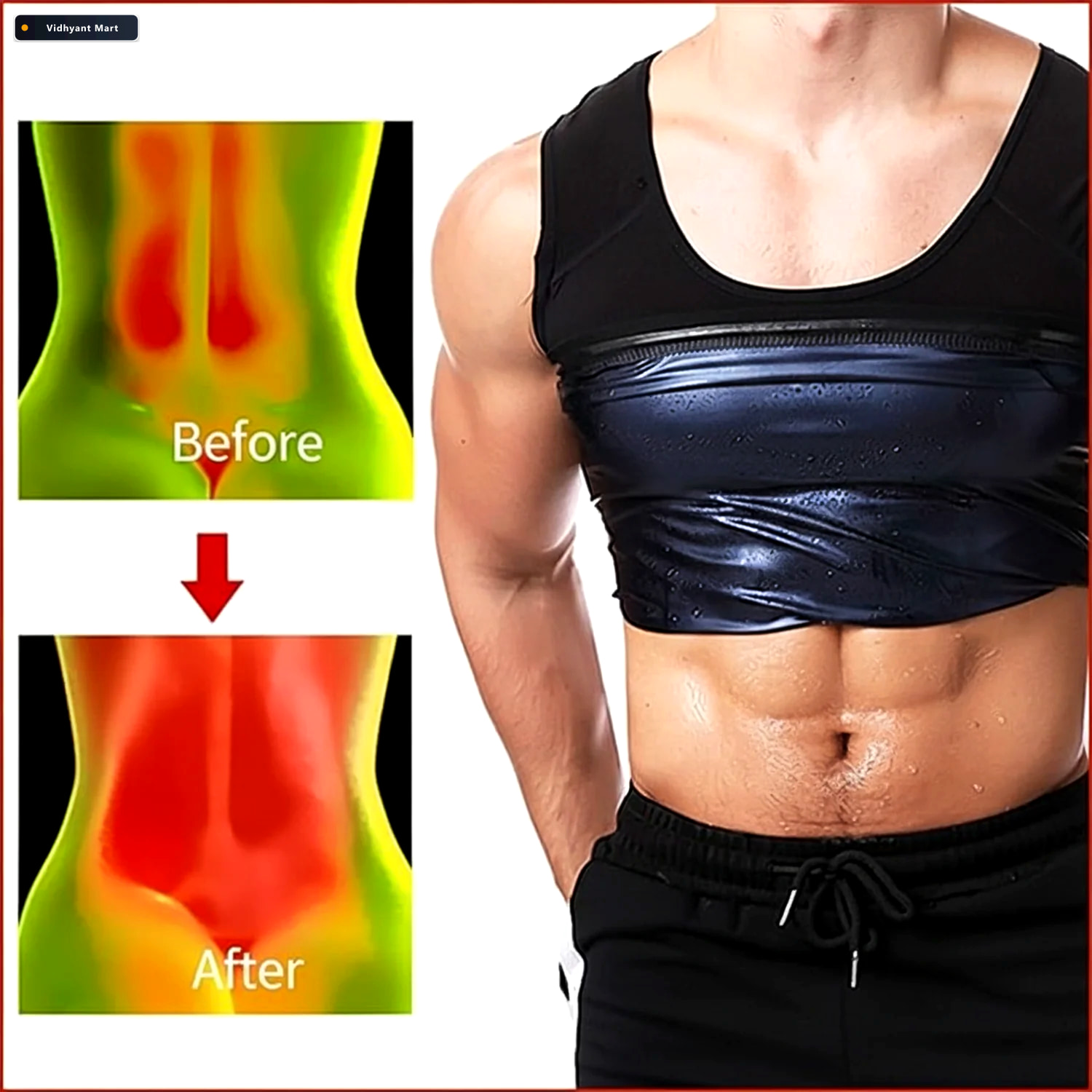 Vidhyant Mart Mens Sweat Shaper Tank Top Slim Fit Neoprene Vest 3