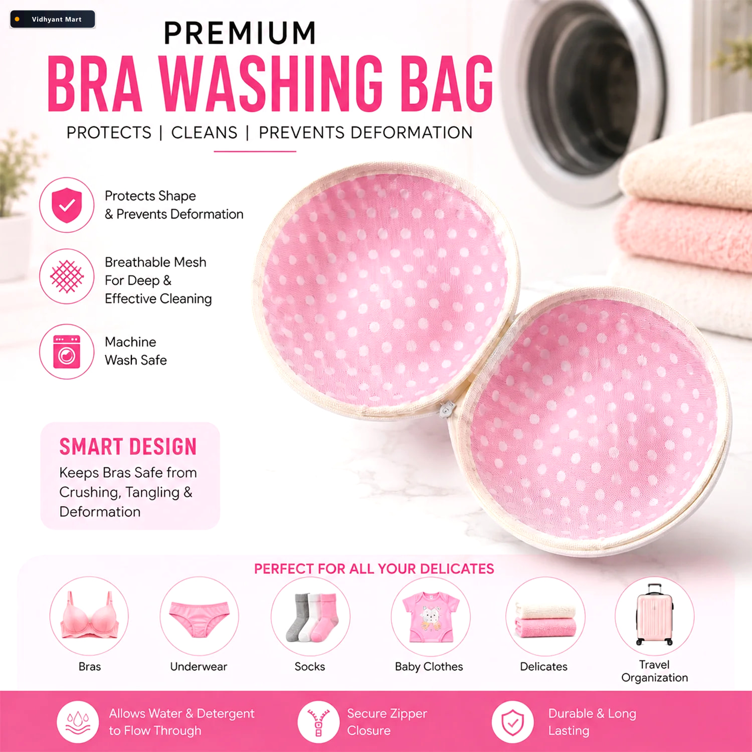 Vidhyant Mart Mesh Laundry Wash Bag Set For Delicates Bras 2 Pc 2