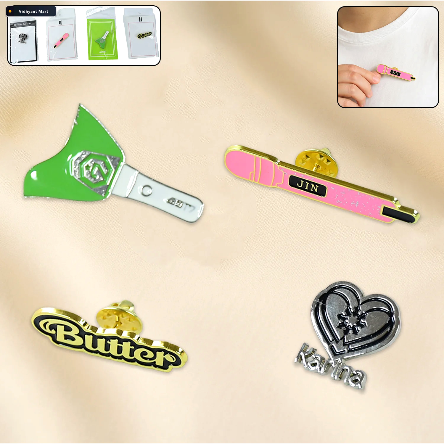Vidhyant Mart Metal Badge Pin Stylish Single Piece With Random D 2
