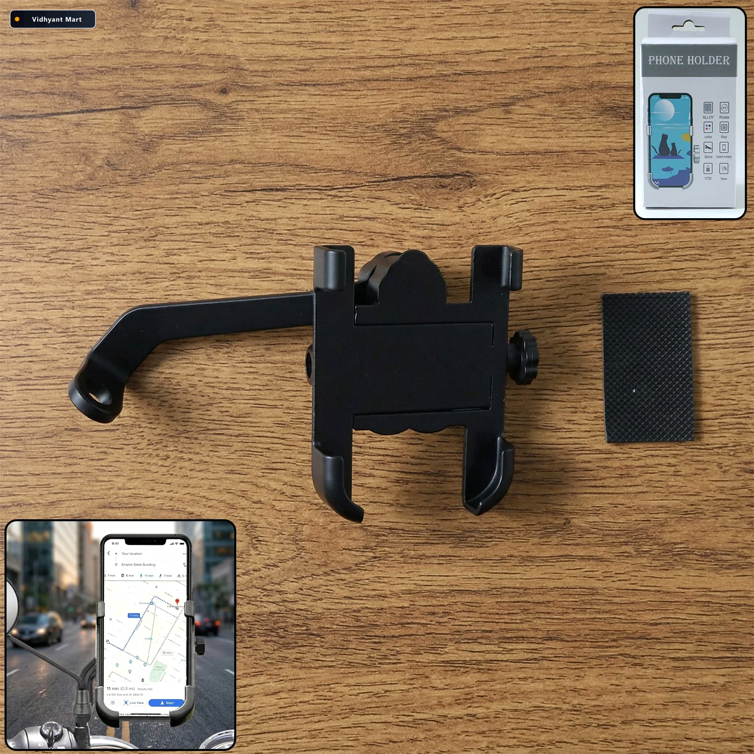 Vidhyant Mart Metal Bike Phone Holder Rear View Mirror Mount Pho 1