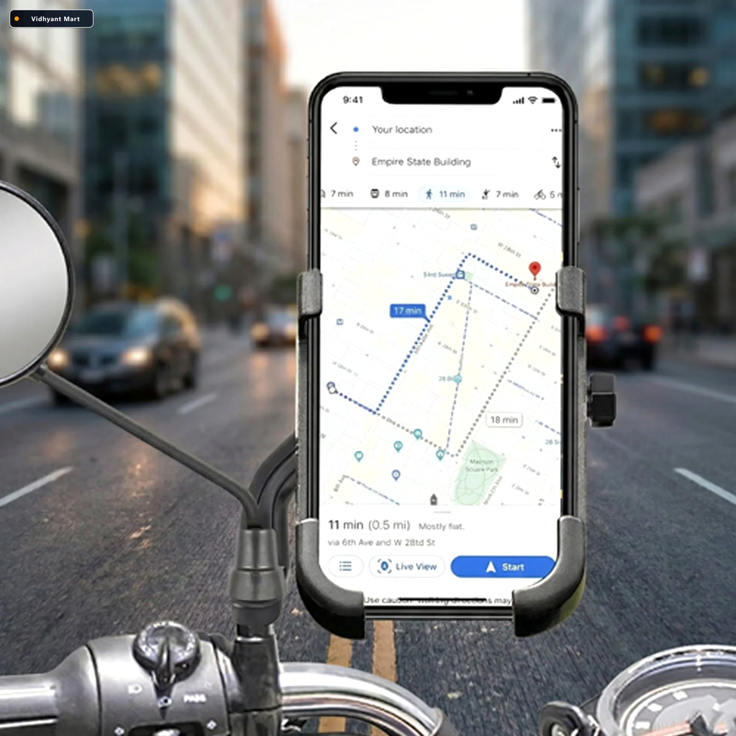 Vidhyant Mart Metal Bike Phone Holder Rear View Mirror Mount Pho 2