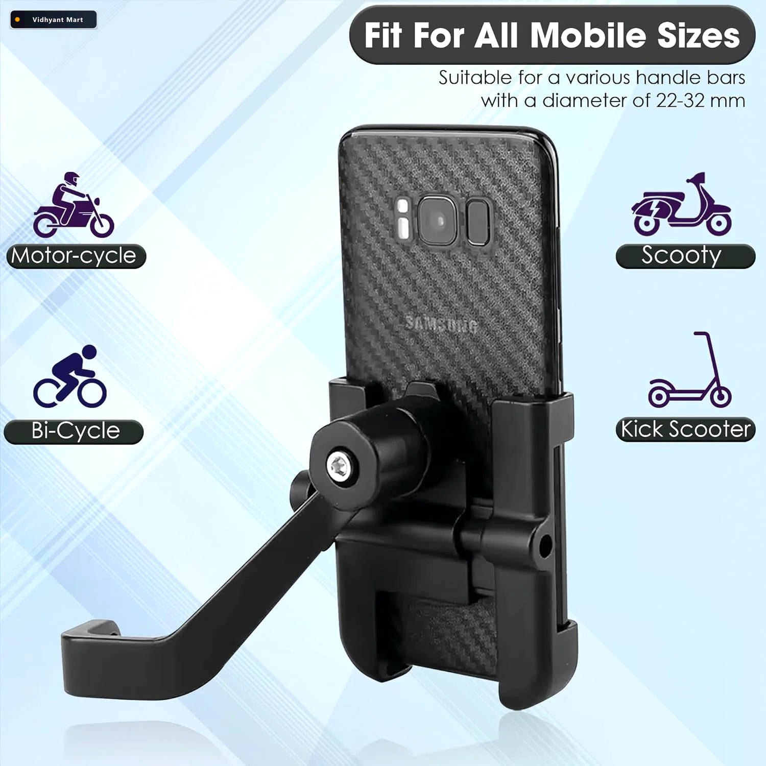 Vidhyant Mart Metal Bike Phone Holder Rear View Mirror Mount Pho 4
