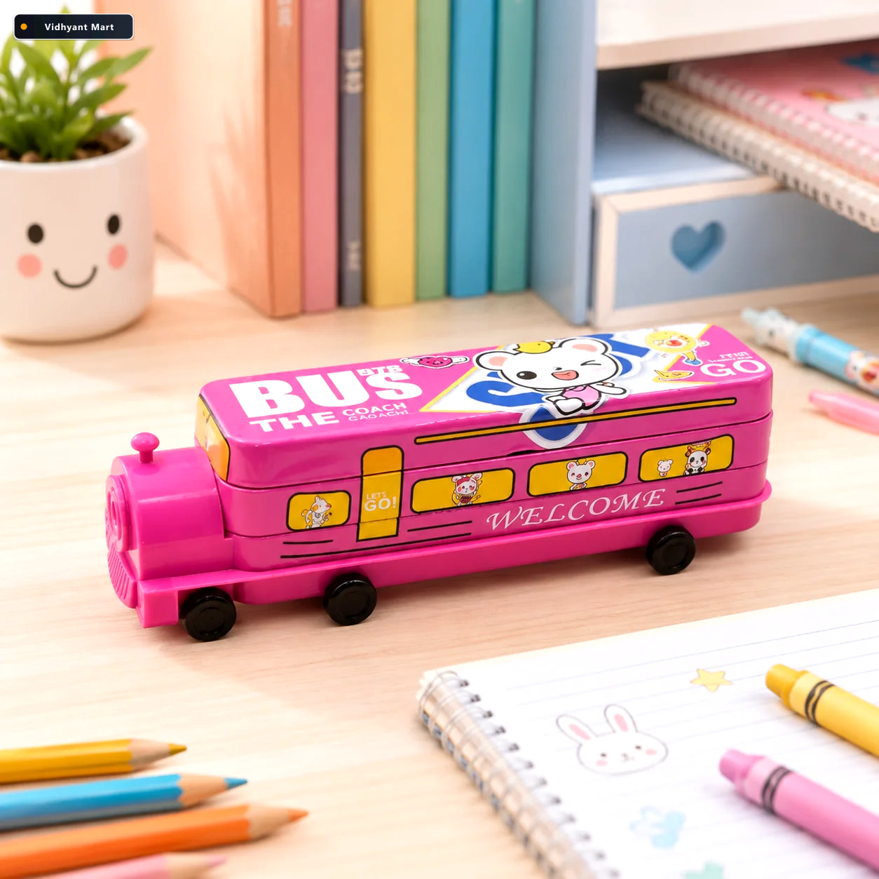 Vidhyant Mart Metal Bus Pencil Case Double Decker With Sharpener 1