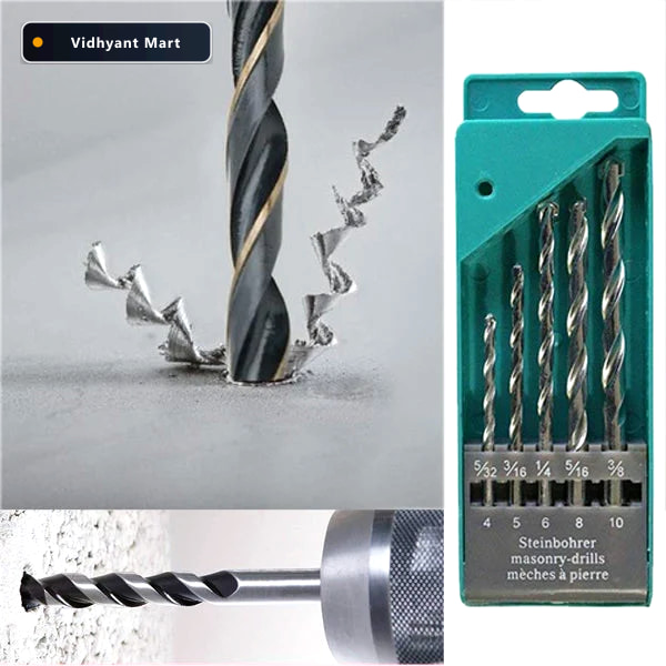 Vidhyant Mart Metal Drill Bit Set 5 Piece Carbide Tips Multicolo 3