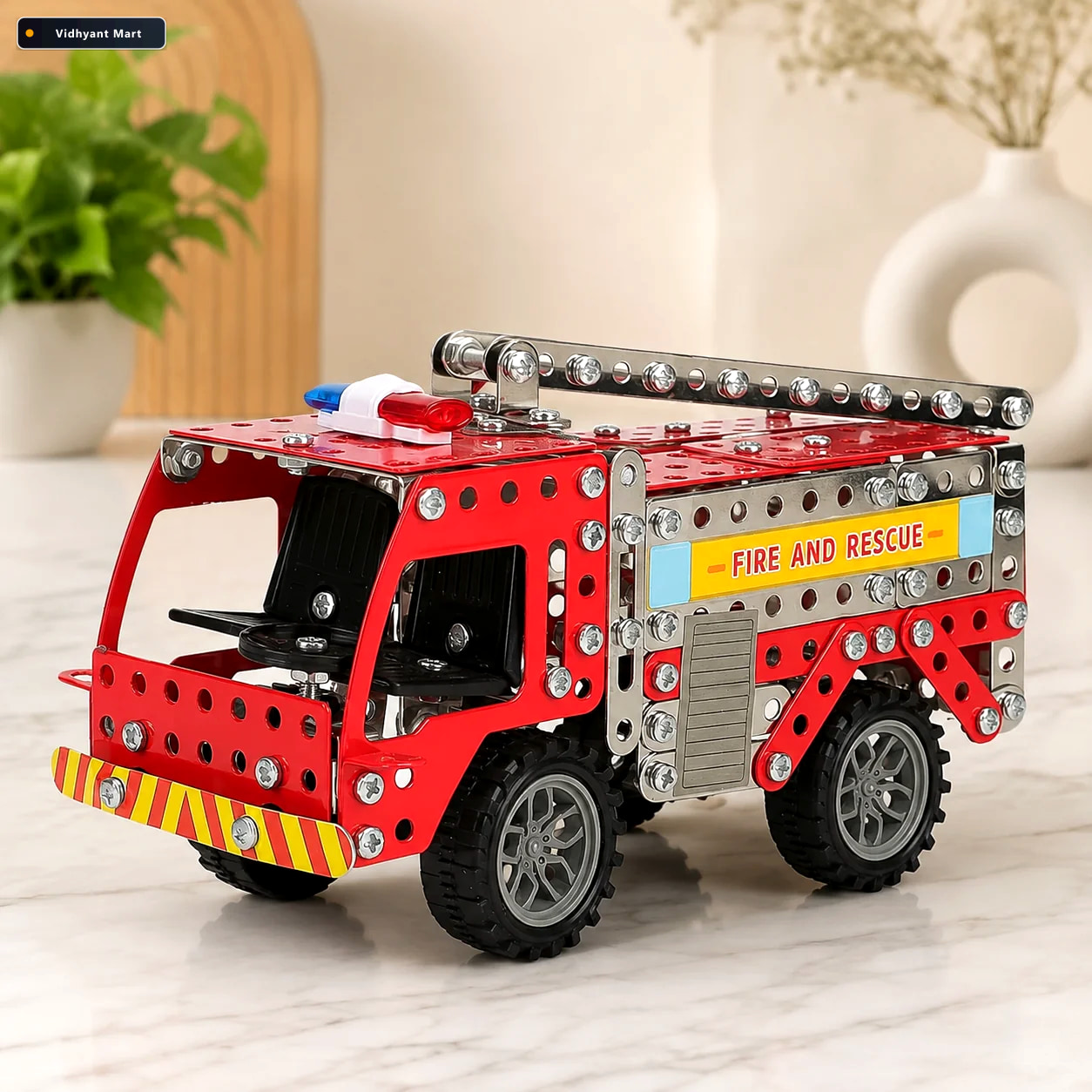 Vidhyant Mart Metal Fire Truck Building Blocks Diy Stem Kit For 1