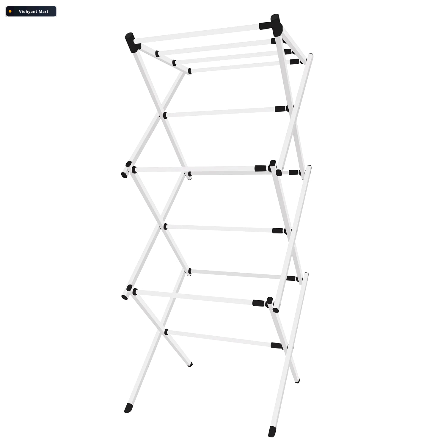 Vidhyant Mart Metal Foldable Clothes Drying Rack Three Tier For 4