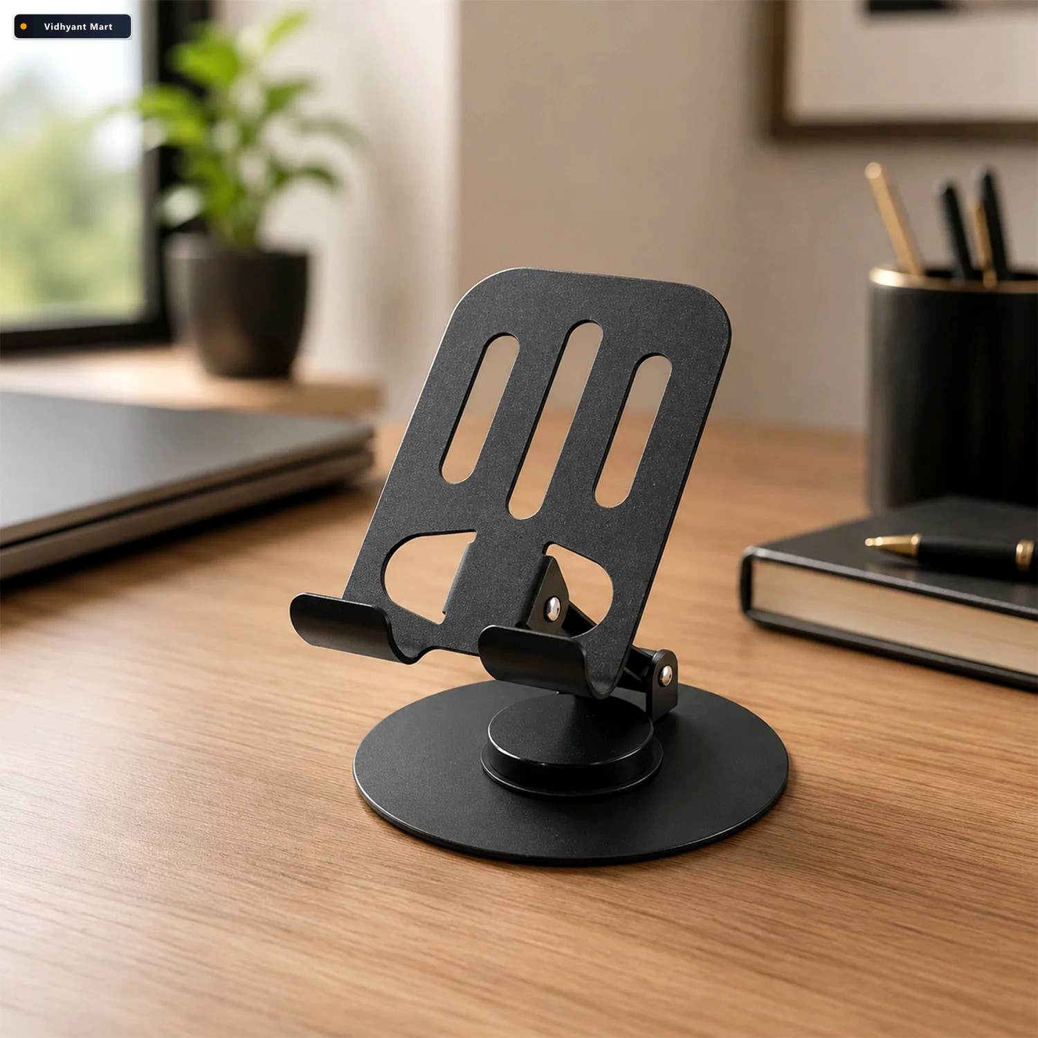 Vidhyant Mart Metal Foldable Mobile Stand 360 Degree Rotating Ad 3