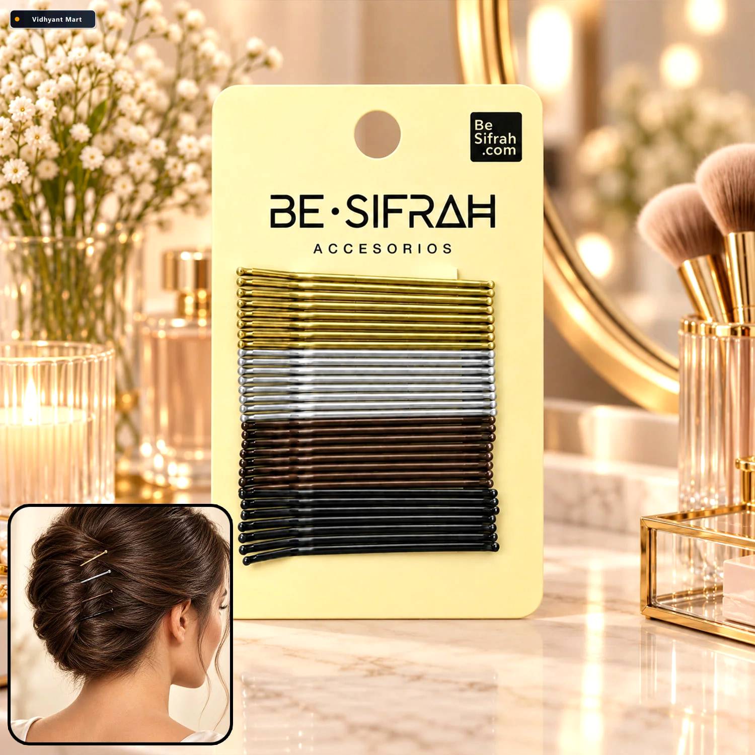 Vidhyant Mart Metal Hair Pins 32 Piece Set With Smooth Rounded T 1