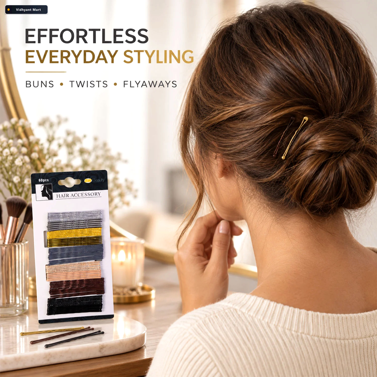 Vidhyant Mart Metal Hair Pins With Waved Grip And Rounded Tips F 2